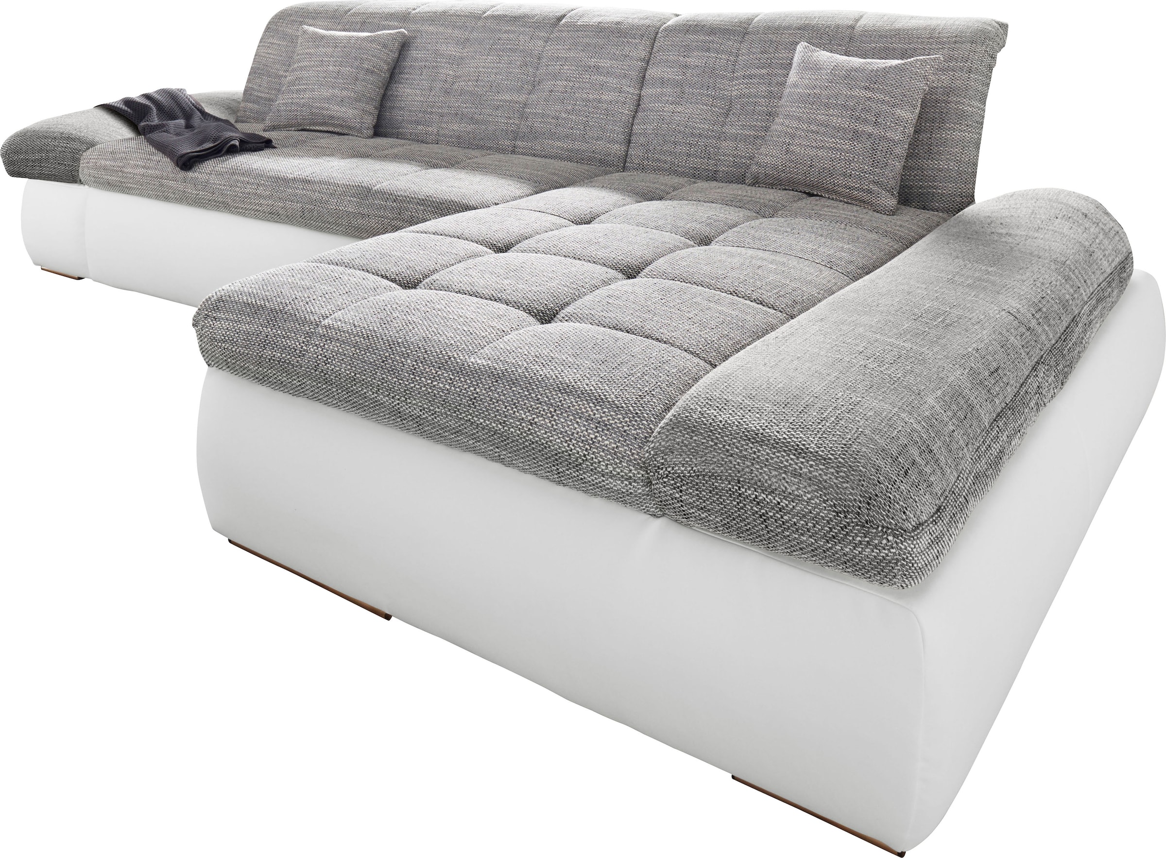 DOMO collection Ecksofa »PB Moric wahlweise mit Bettfunktion + Armteilverstellung, L-Form«, im XXL-Format, B/T/H:300/172/80 cm, feine Steppung