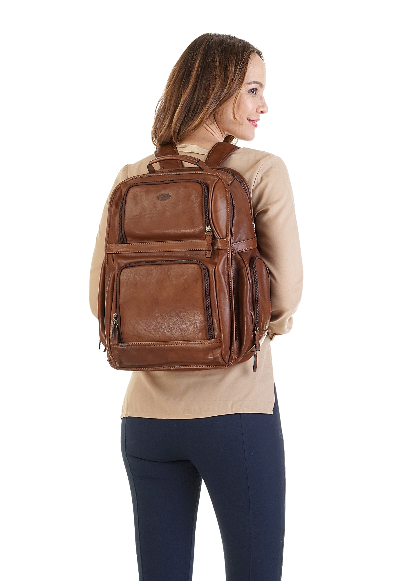 Piké Laptoprucksack, echt Leder