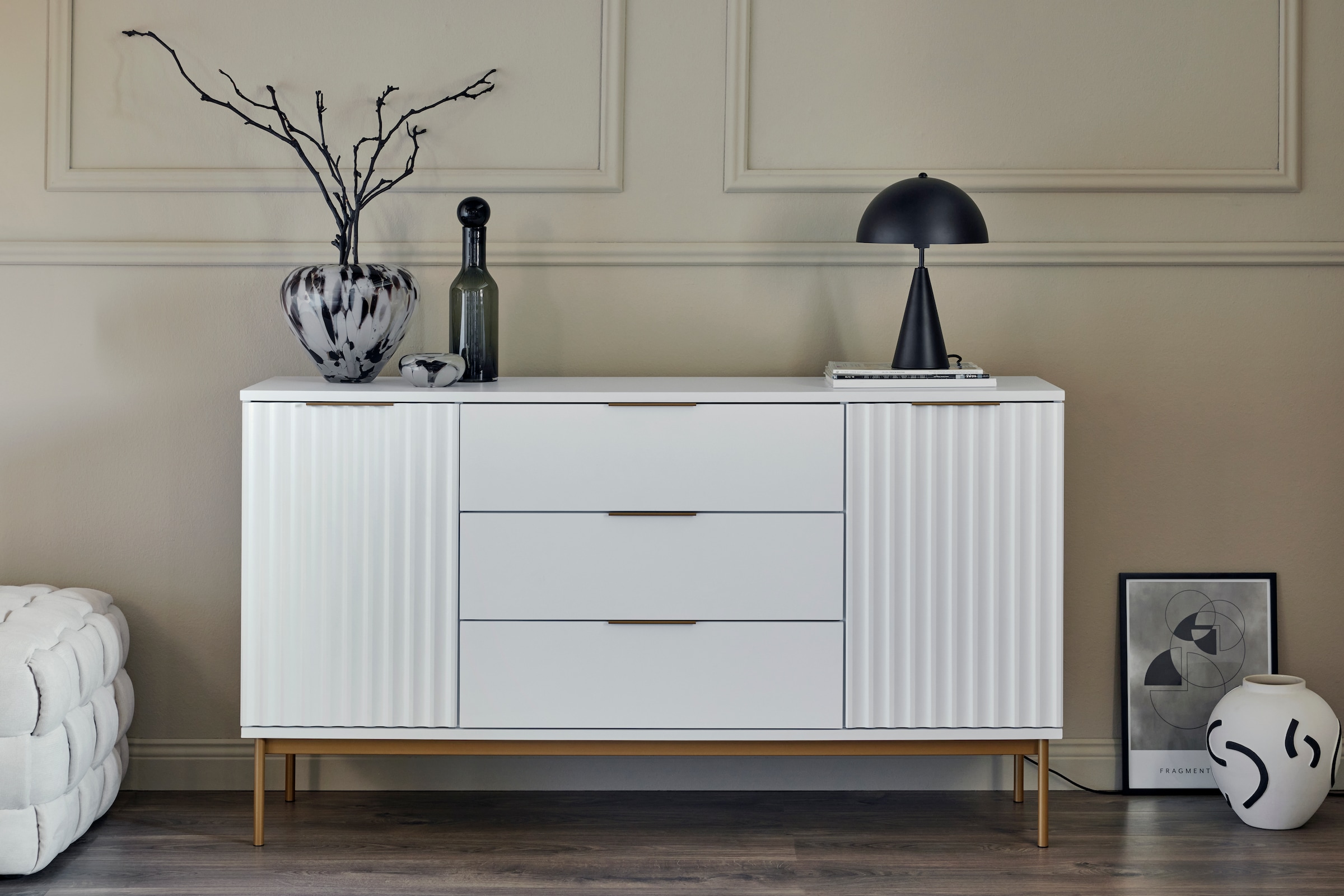 Sideboard »CARVE SB 150«, (1 St.), Sideboard, raffiniertes Design, edler Gold-Look,...