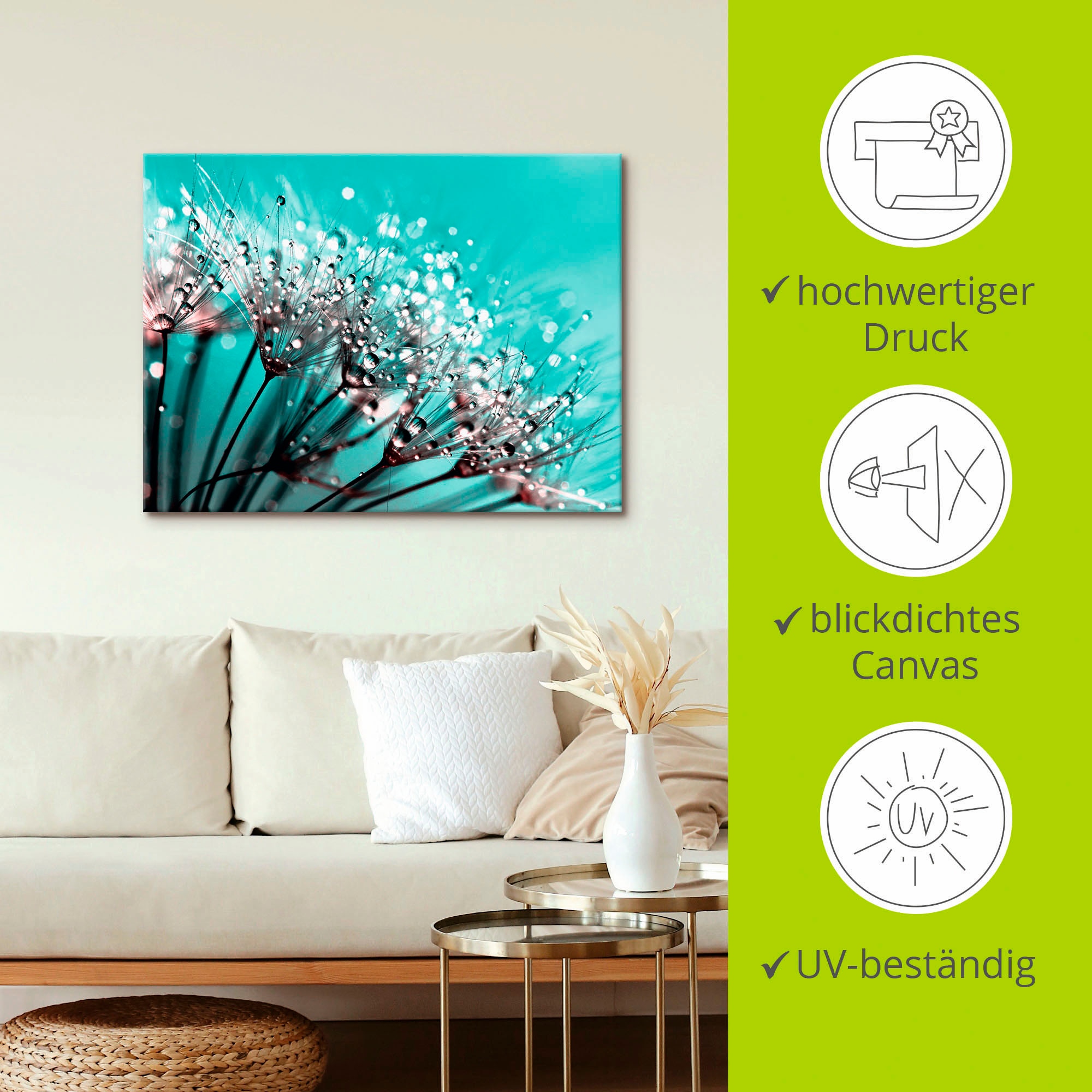 Artland Leinwandbild »Glitzernde Pusteblume I« Blumen 1 Stk. tlg. auf Holzrahmen gespannt