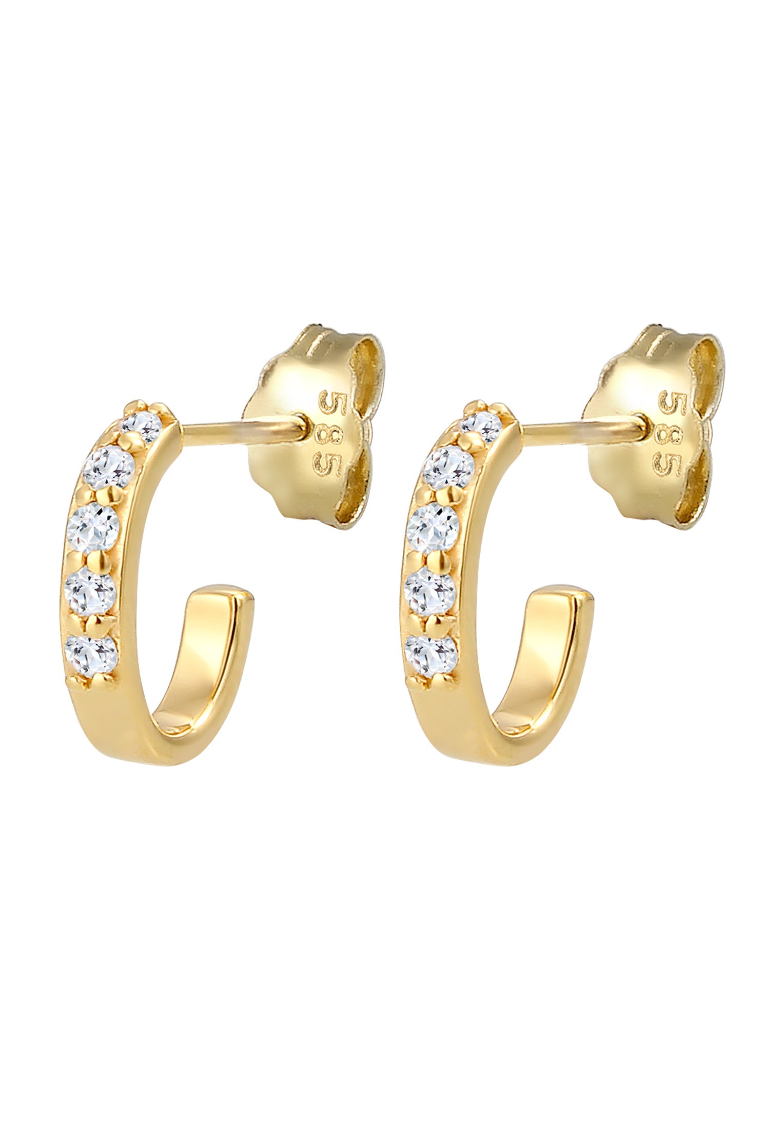 Elli Premium Paar Creolen »Ohrringe Creole Geo Topas Edelstein Klassisch 585 Gelbgold«