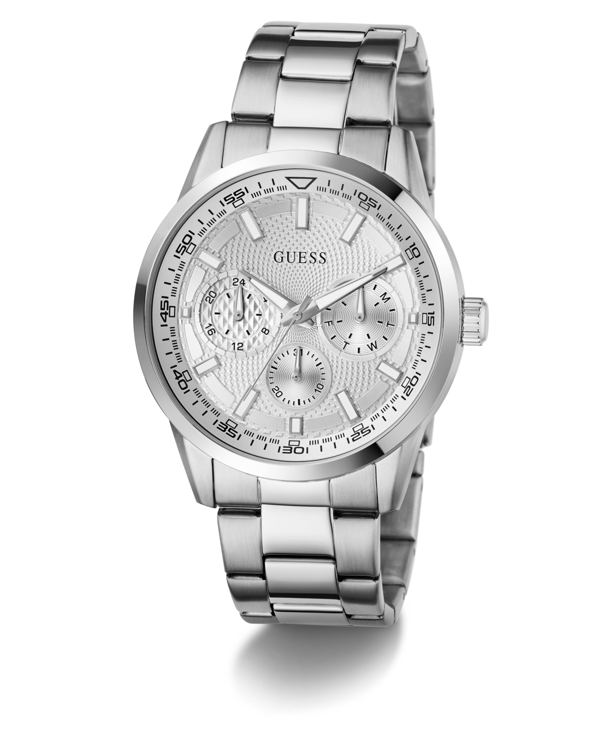 Guess Multifunktionsuhr »TREY« Quarzuhr, Armbanduhr, Herrenuhr, Edelstahlarmband, Datum