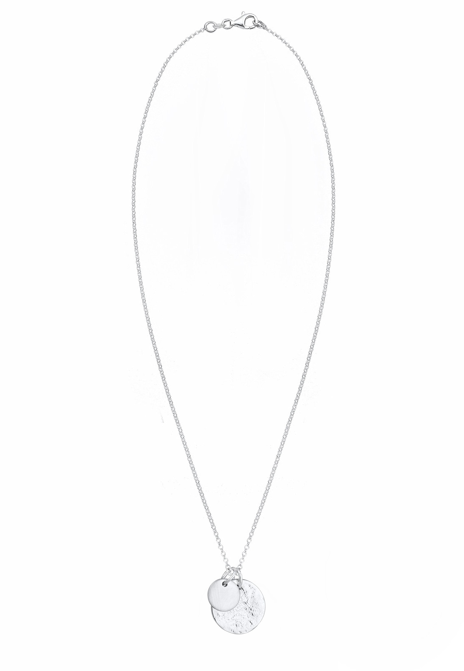Elli Kette mit Anhänger »Halskette Plättchen Münzen Organic Look 925 Silber«