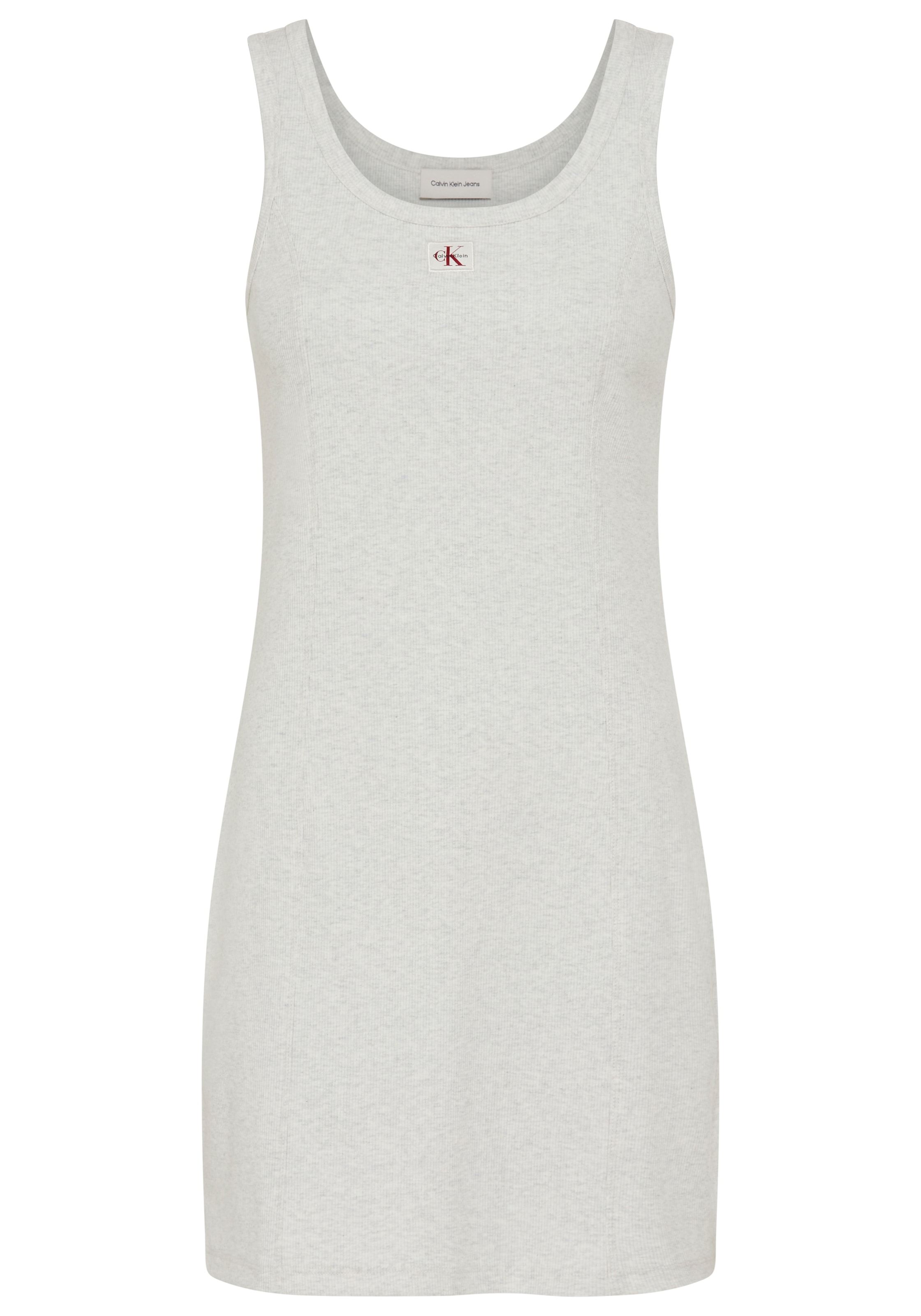 Calvin Klein Jeans Minikleid »WOVEN LABEL BABY RIB MINI« Ohne Tasche Figurbetonte Passform mit Rundhalsausschnitt