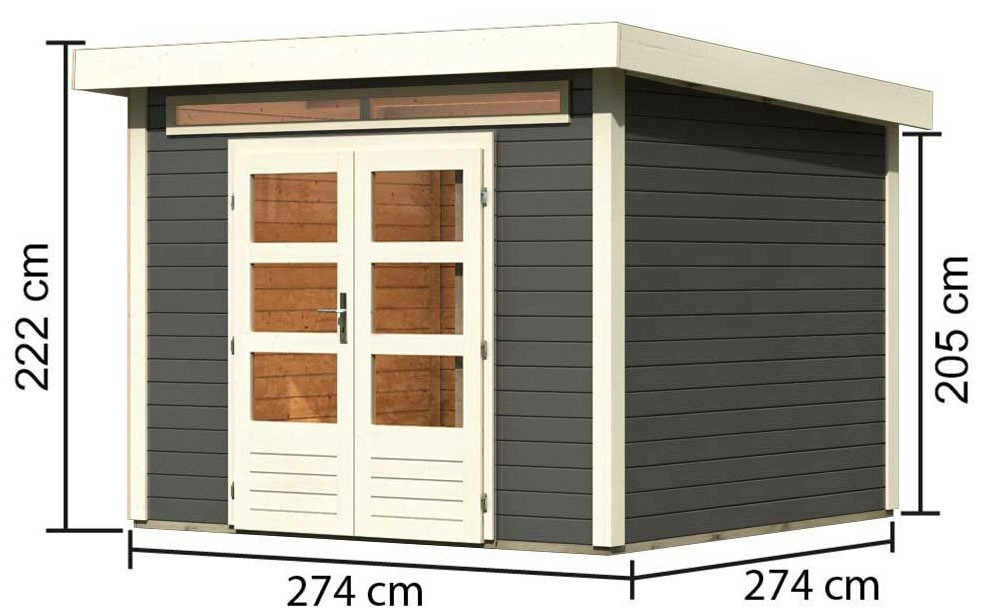 KONIFERA Gartenhaus »"Karlshöfen 6" terragrau«, aus hochwertiger nordischer Fichte