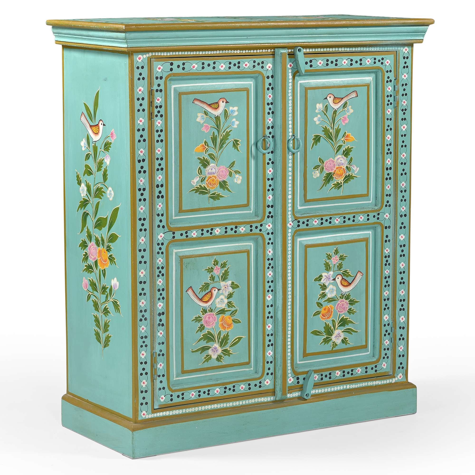 OTTO home Highboard »Prem« mit dekorativen Fräsungen, handbemalt, Unika-Möbel, Breite 87 cm