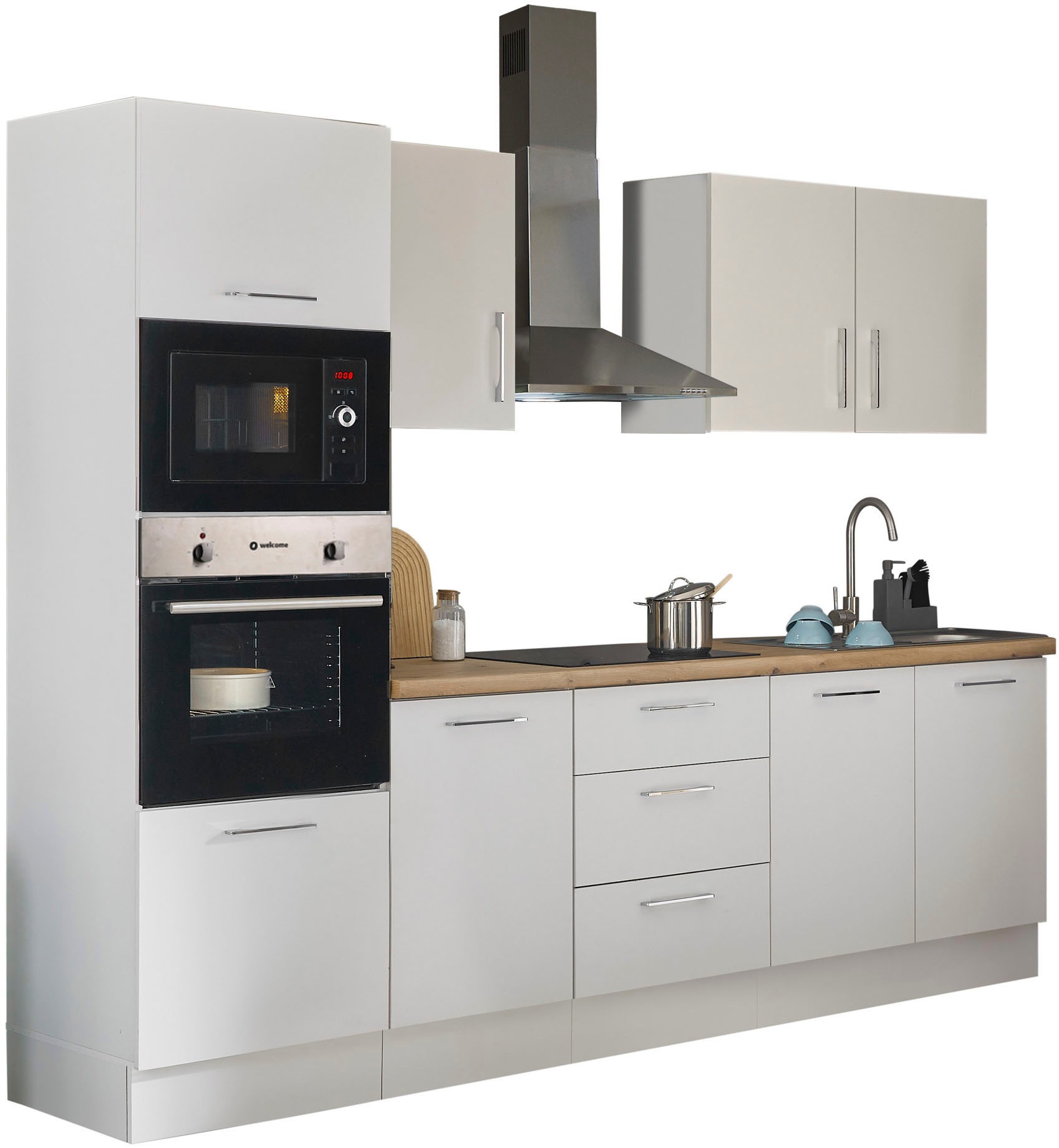 BASIC by Balculina Küchenzeile »Turin« Breite 270 cm, wahlweise mit E-Geräten