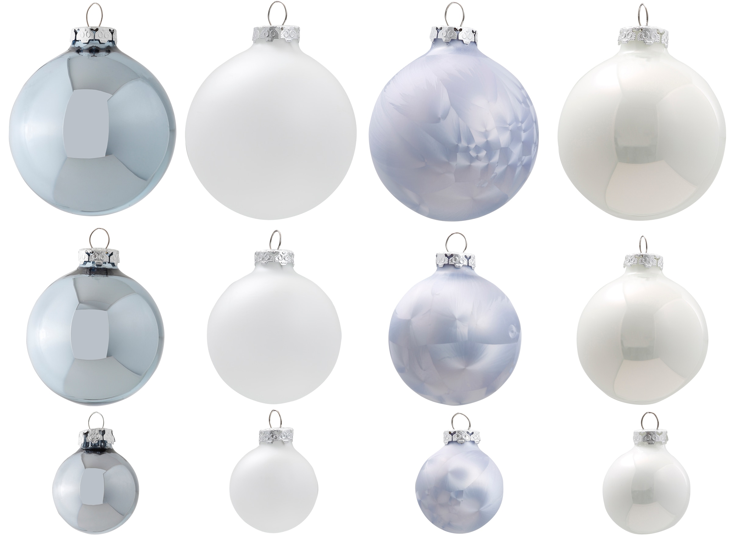 Thüringer Glasdesign Weihnachtsbaumkugel »Eiszauber, Weihnachtsdeko,  Christbaumschmuck, Christbaumkugeln Glas«, (40 St.), 40-teilig,  Christbaumkugel aus Glas, glänzend und matt sortiert günstig online kaufen