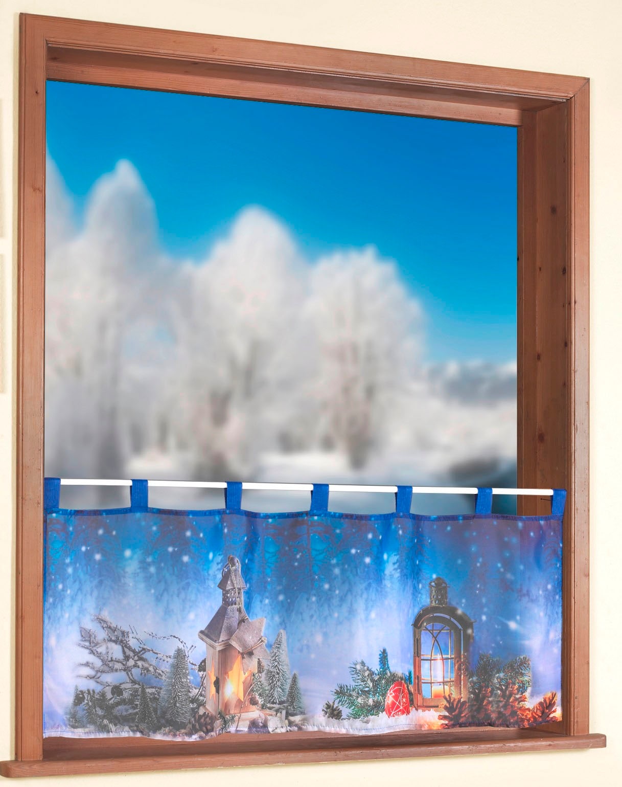 Weckbrodt Scheibengardine "Weihnachtslaterne" Schlaufen 1 Stk. tlg. Bistro, Voile, bedruckt, Weihnachten, HxB 45x120cm, Gardine, Store
