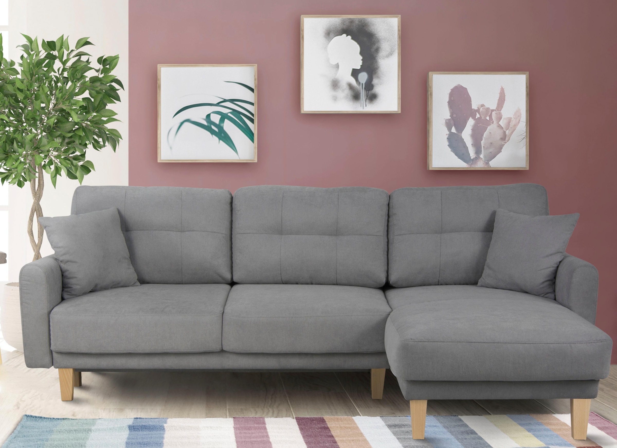 Home affaire Ecksofa »TRIPLO optionale Schlafsofa mit Bettkasten, Maße B/T/H: 234/164/89 cm«, L-Form wahlweise mit Bettfunktion - Liegefläche 132x210 cm