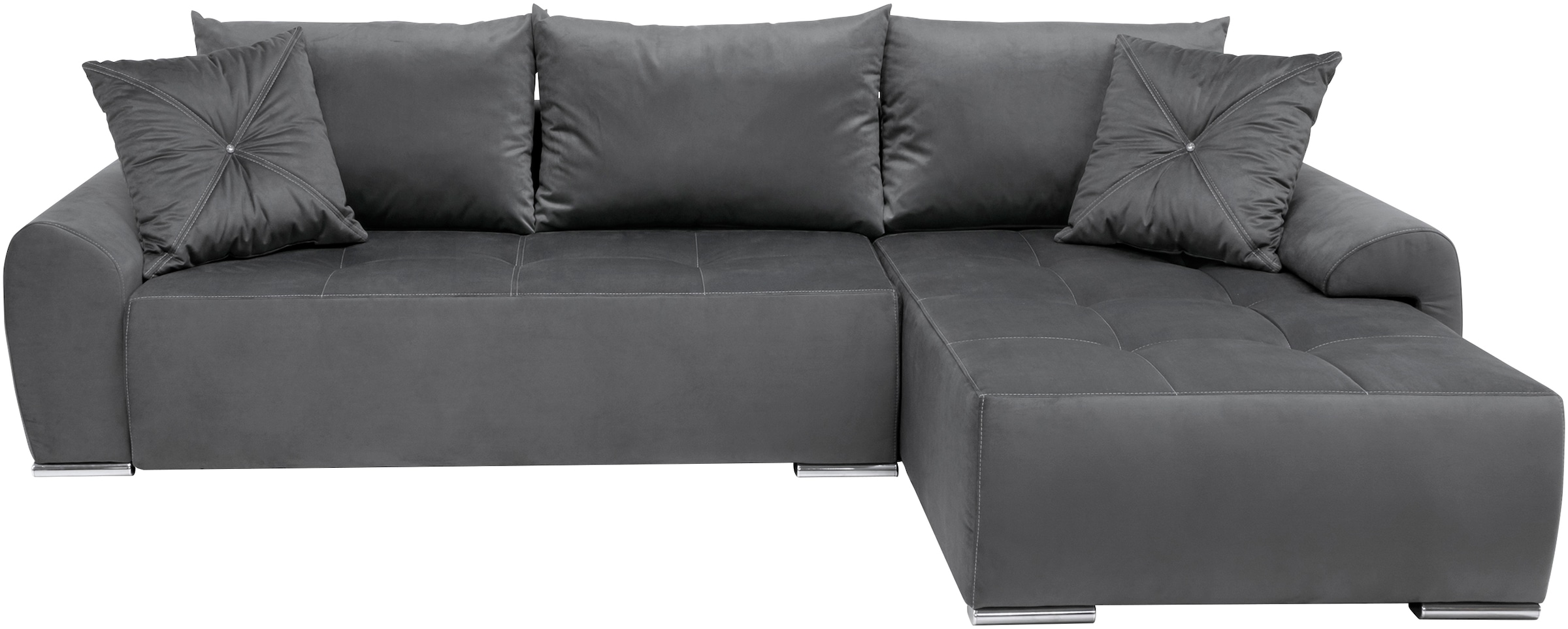 COLLECTION AB Ecksofa »30 Jahre Jubiläums-Modell Bilbao L-Form«, inkl. Bettfunktion und Bettkasten, Zierkissen mit Strassstein