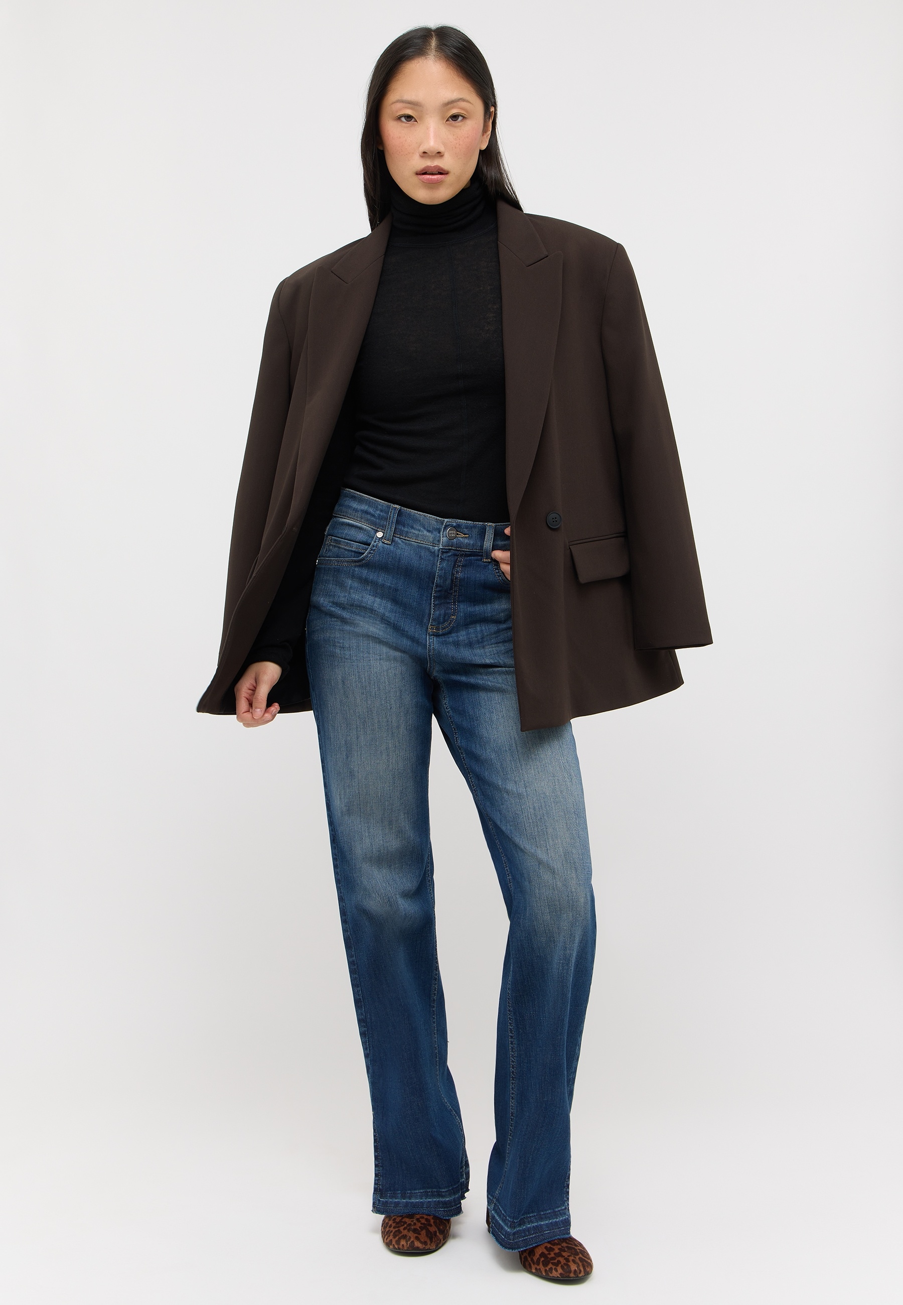ANGELS Bootcut-Jeans »LARA BOHO« mit Schlitz am Beinabschluß, Wide Leg, Stretch