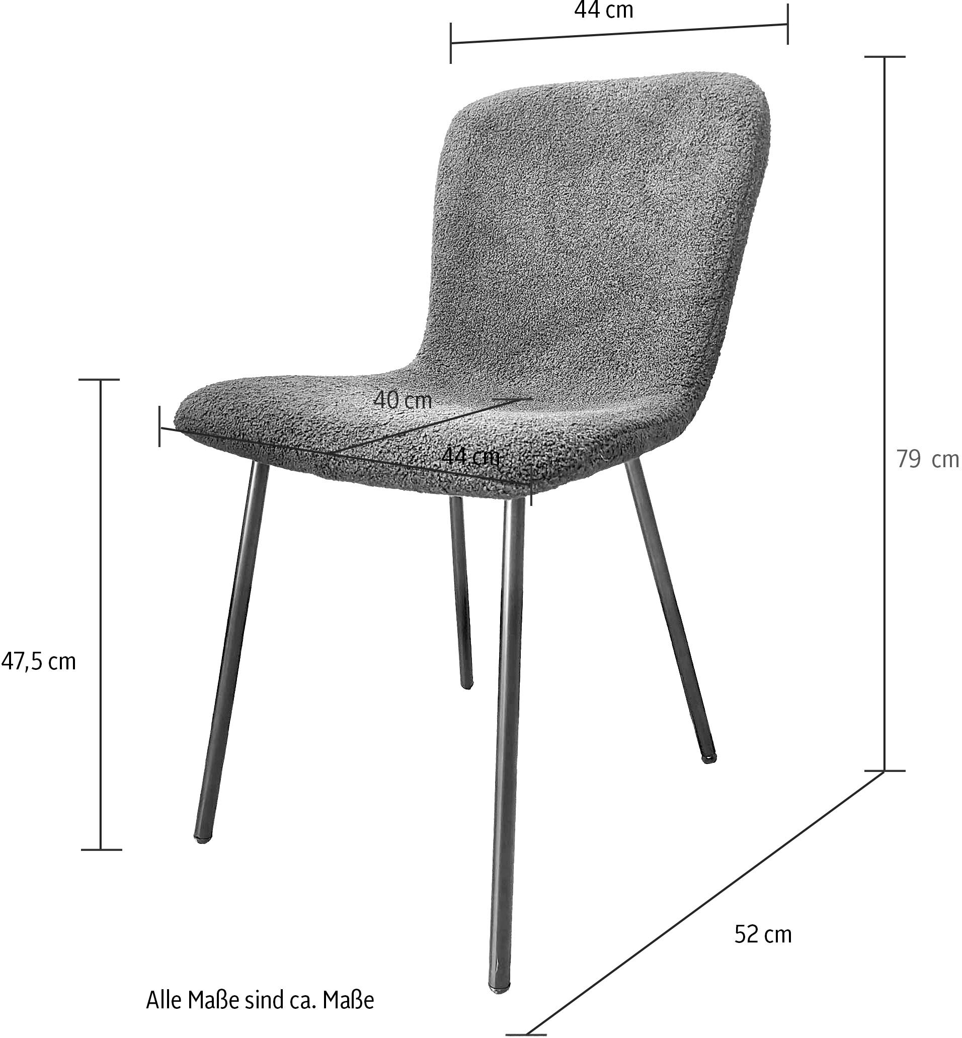 SalesFever 4-Fußstuhl, (Set), 4 St., Bouclé, ergonomisch geformte Sitzfläche und Rückenlehne
