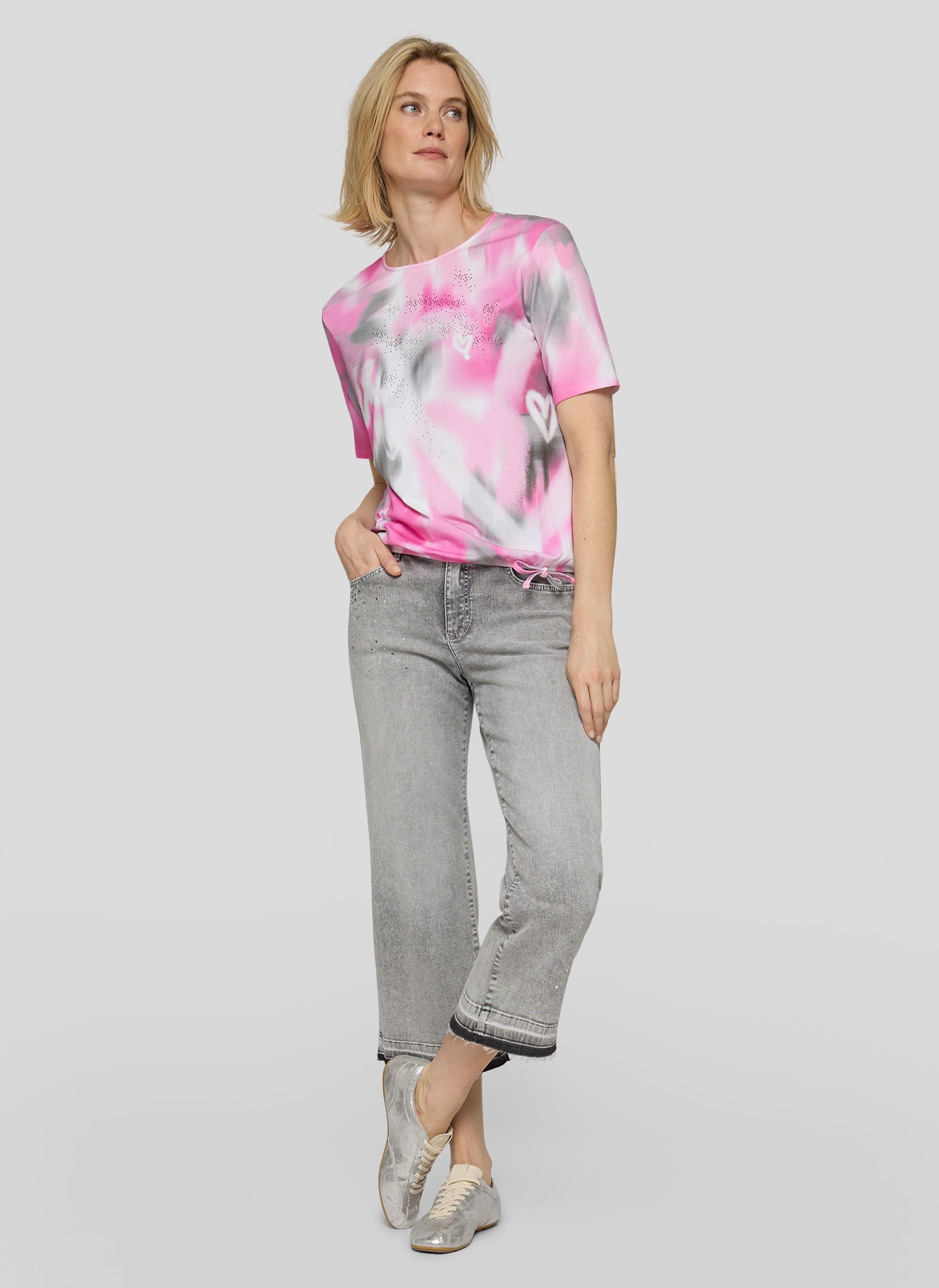 Rabe T-Shirt mit grafischem Muster und Glitzersteinen