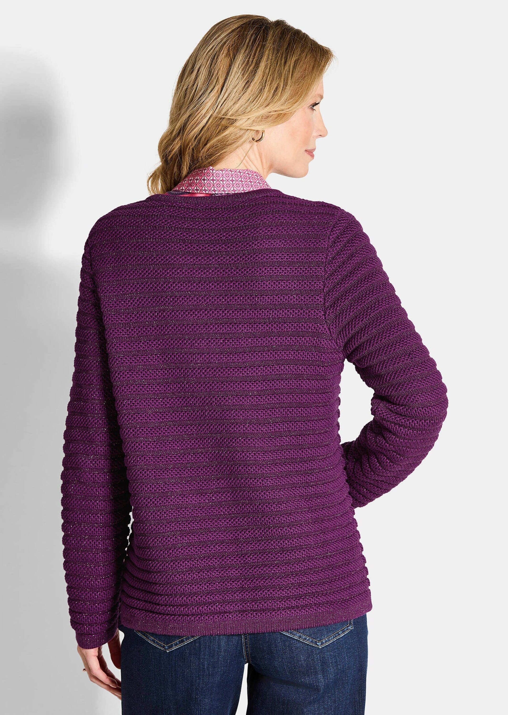 GOLDNER Strickjacke »Kurzgröße Elegante Langarm-Strickjacke mit Lurex« Glanzgarn