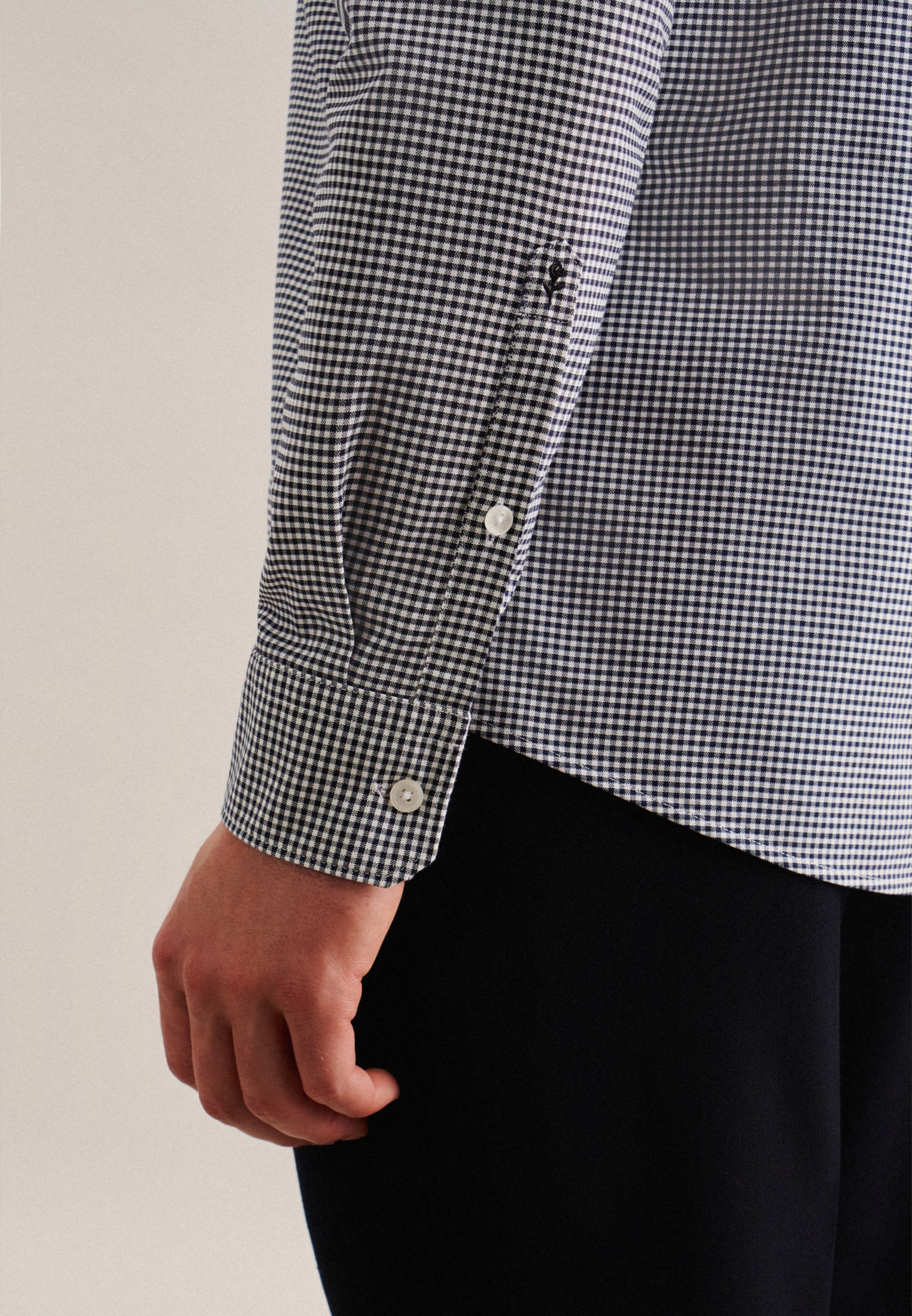 seidensticker Businesshemd »Schwarze Rose« Regular 1/1 Button-Down-Kragen Karo