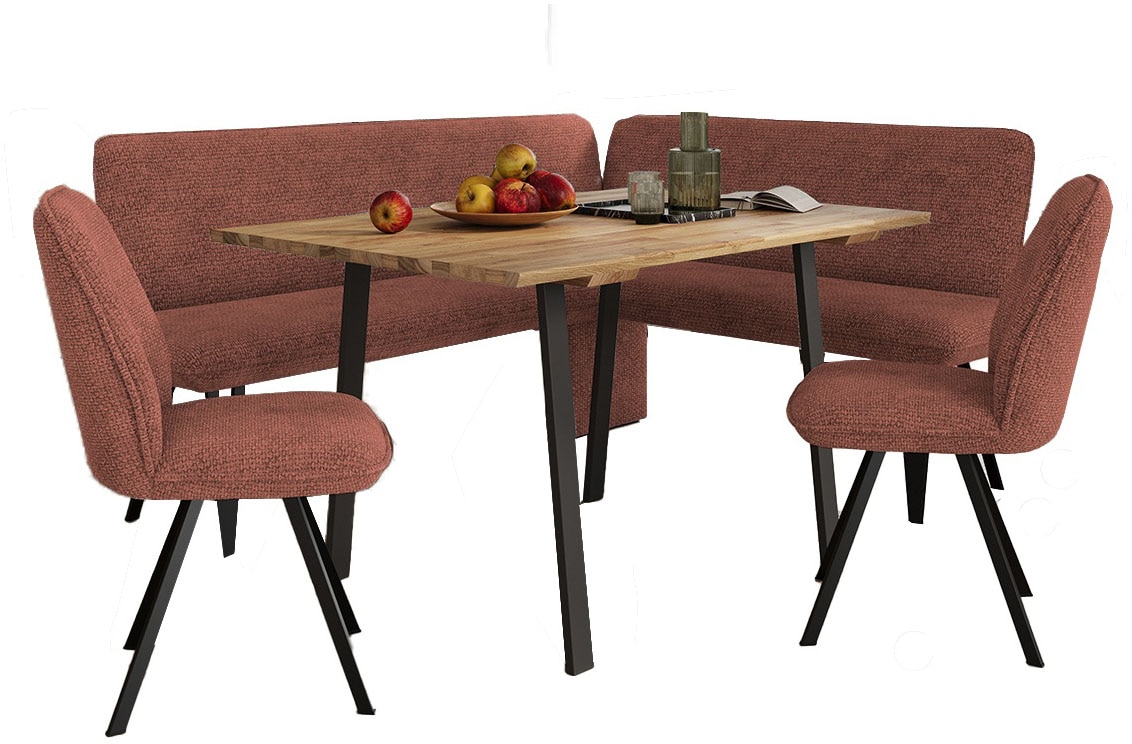 OTTO home, Unisex, Eckbankgruppe »Mily Essecke, Sitzgruppe, Eckbankgruppe, Küchenbankgruppe« Set, 4er, 4 Stk. tlg. BESTSELLER, Chili oil + Schwarz, 