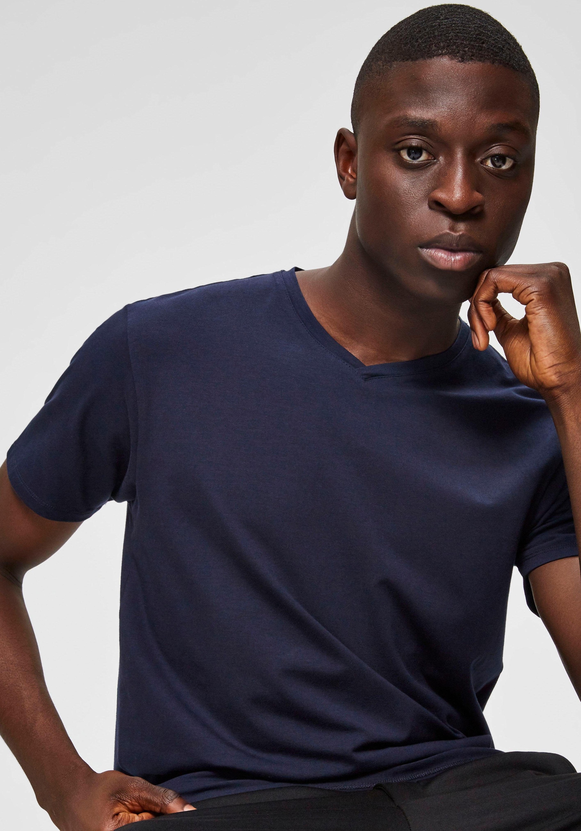SELECTED HOMME V-Shirt »SLHNEWPIMA SS V-NECK TEE B NOOS«