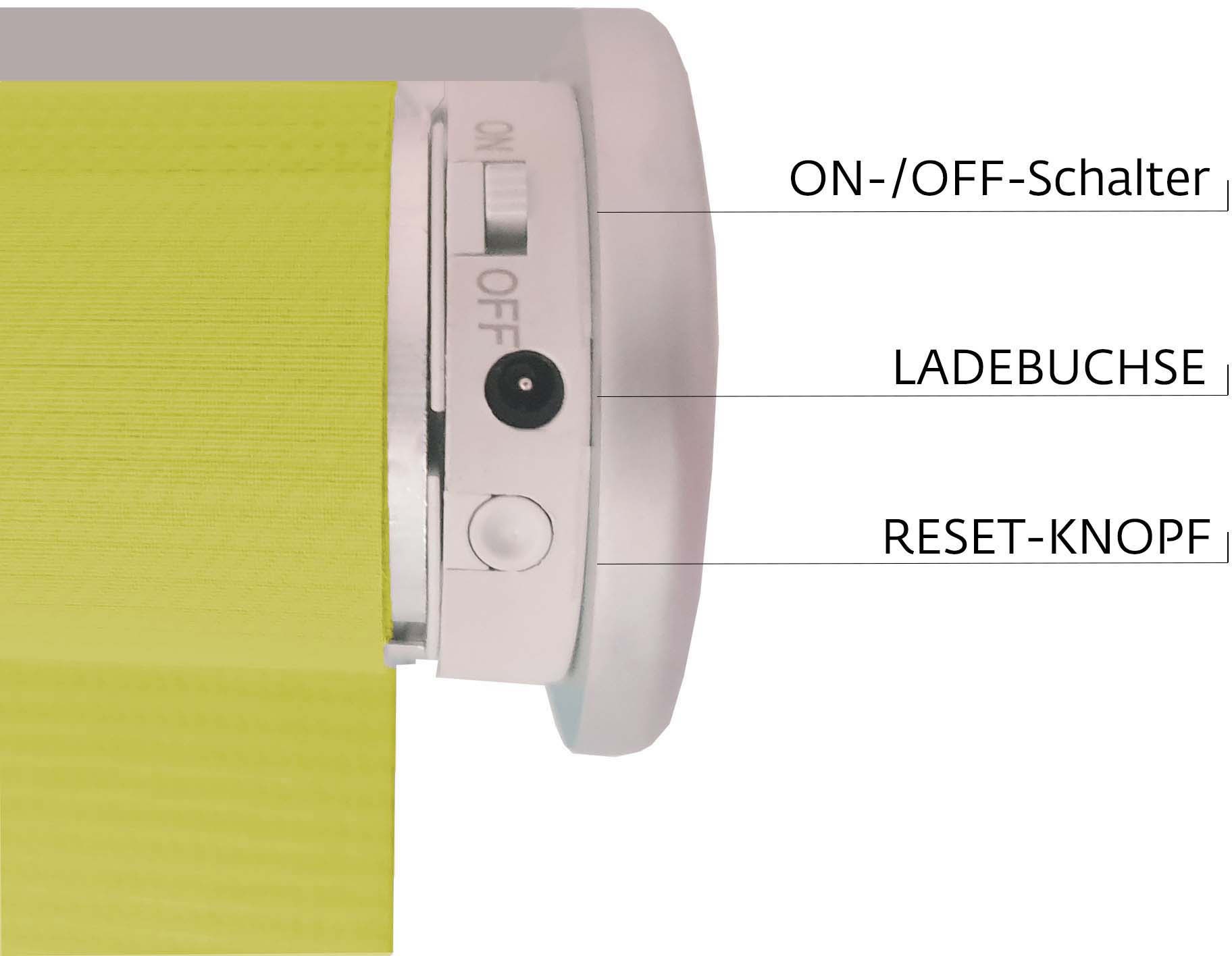 sunlines Elektrisches Rollo »Akkurollo Upcycling appgesteuert, blickdicht, Sunlines«, blickdicht, ohne Bohren, appgesteuert via Bluetooth, nachhaltig