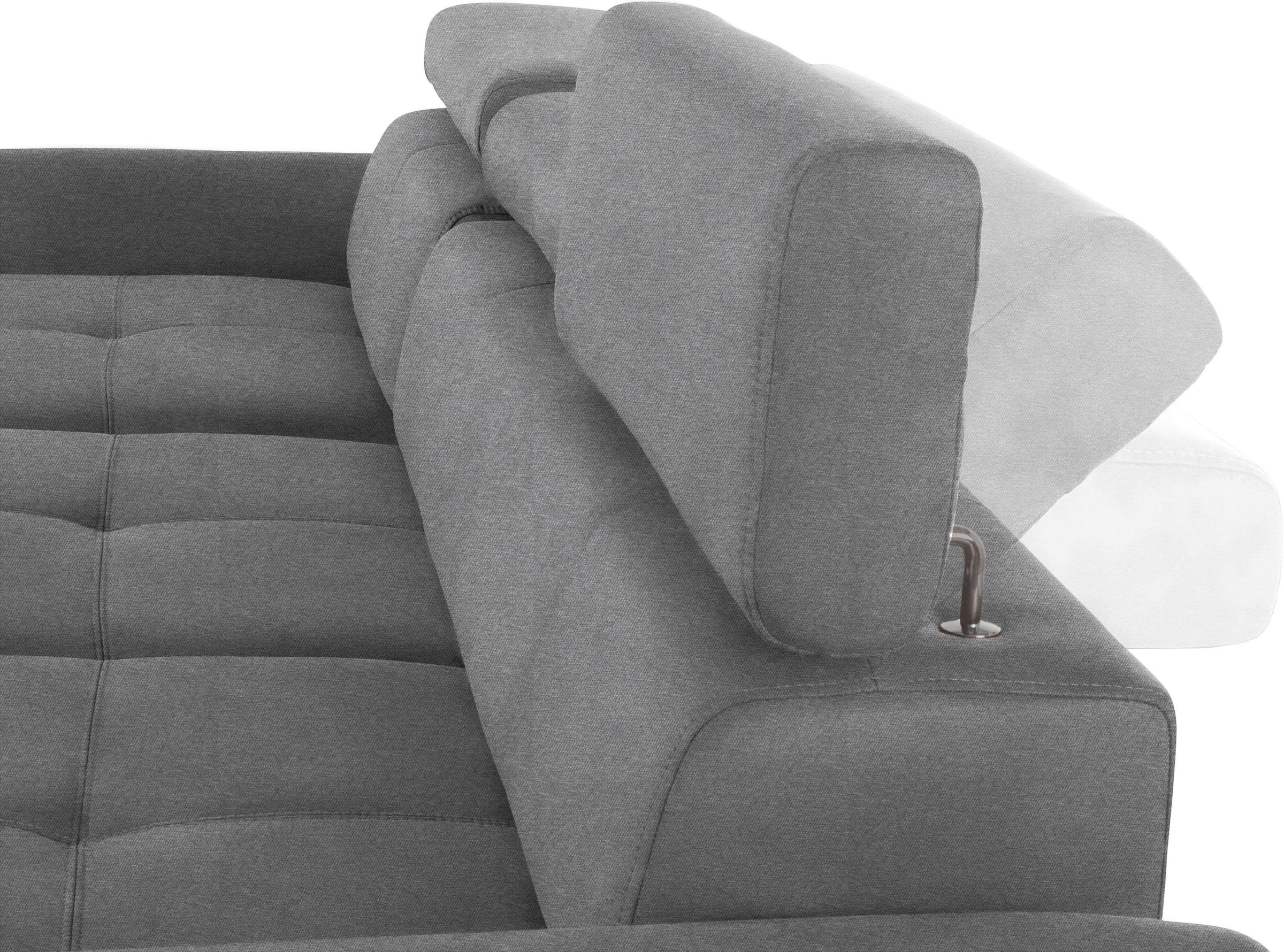 exxpo - sofa fashion Ecksofa »Maretto, bequem und komfortabel, L-Form« inkl. Kopf- bzw. Rückenverstellung, wahlweise mit Bettfunktion