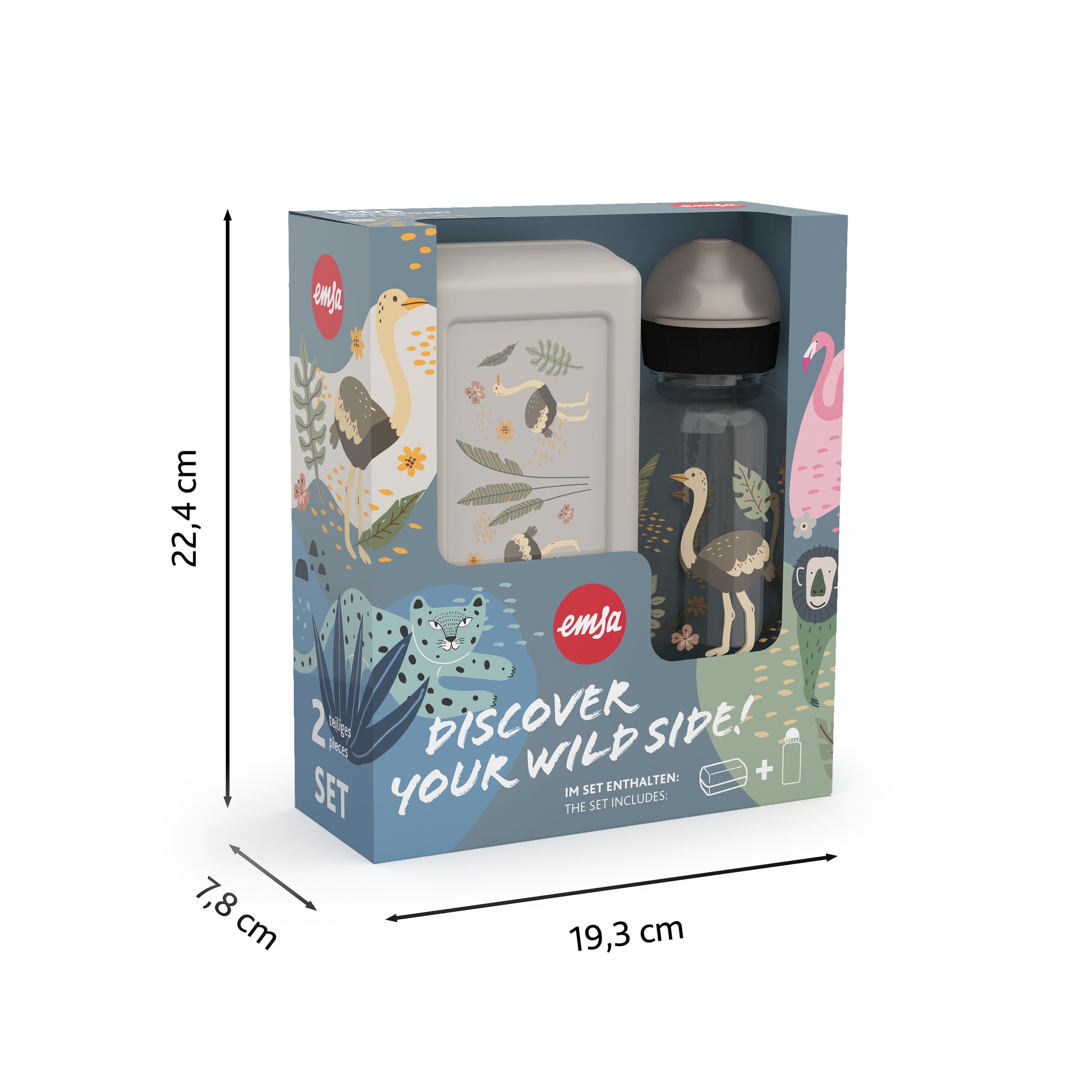 Emsa Kindergeschirr-Set »Kids« Tritan-Trinkflasche, 0,6 l, Vorratsdose mit herausnehmbarem Trenner