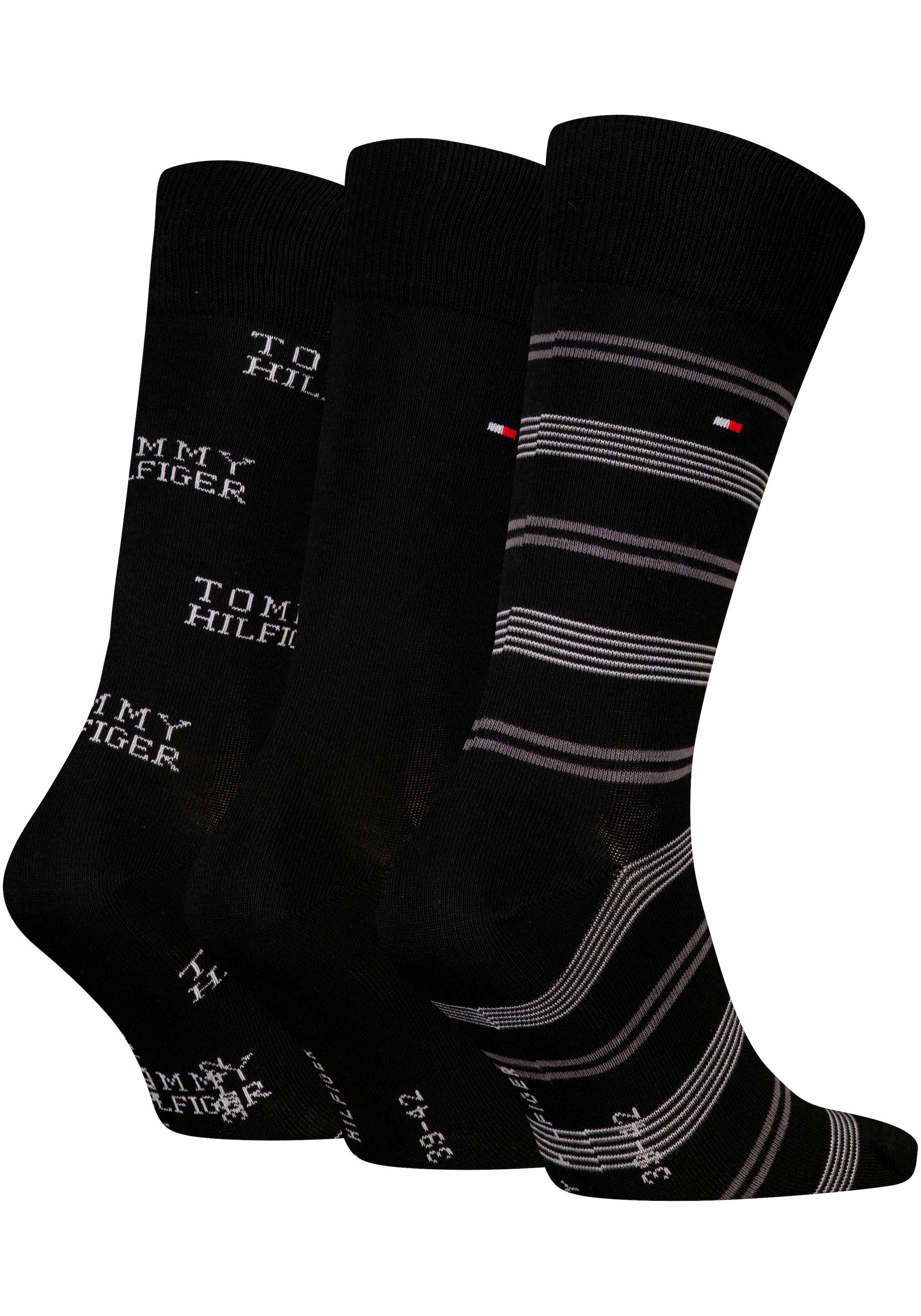 Tommy Hilfiger Socken, (3 Paar), mit auffälliger Musterung, Geschenkbox