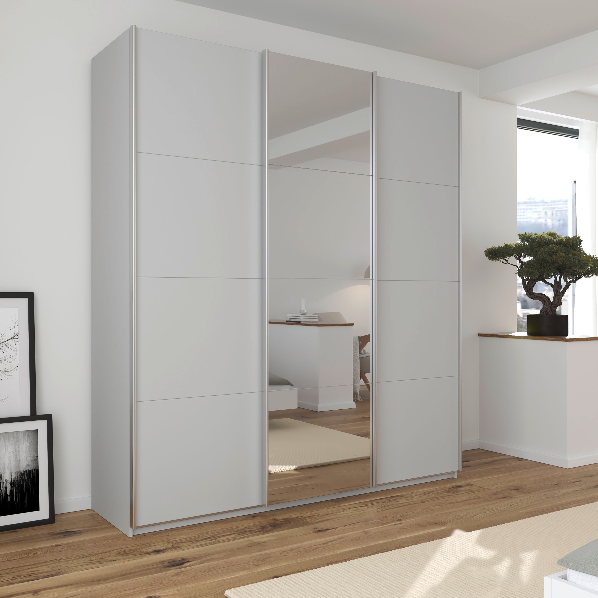 rauch Schwebetürenschrank »Kleiderschrank Schrank Garderobe Wäscheschrank TOMA«, inkl. Regaleinsatz sowie zusätzlichen Einlegeböden MADE IN GERMANY