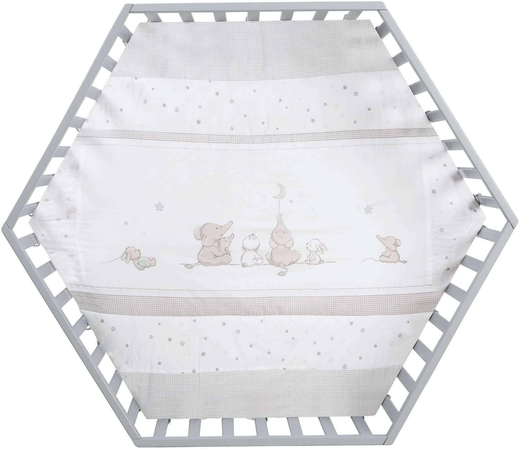 roba® Laufgitter »Sternenzauber, taupe, 6-eckig«, bis 15 kg, mit Stoffeinlage