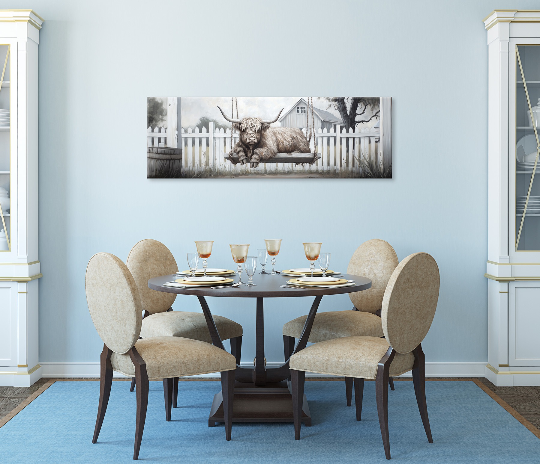 Bönninghoff Ölgemälde »handarbeit HOCHLANDRIND 40x120 cm – Wandbild Kunst Deko« Hochlandrind | Humor | Kuhbilder 1 Stk. tlg. handgefertigt, jedes Bild ein Unikat