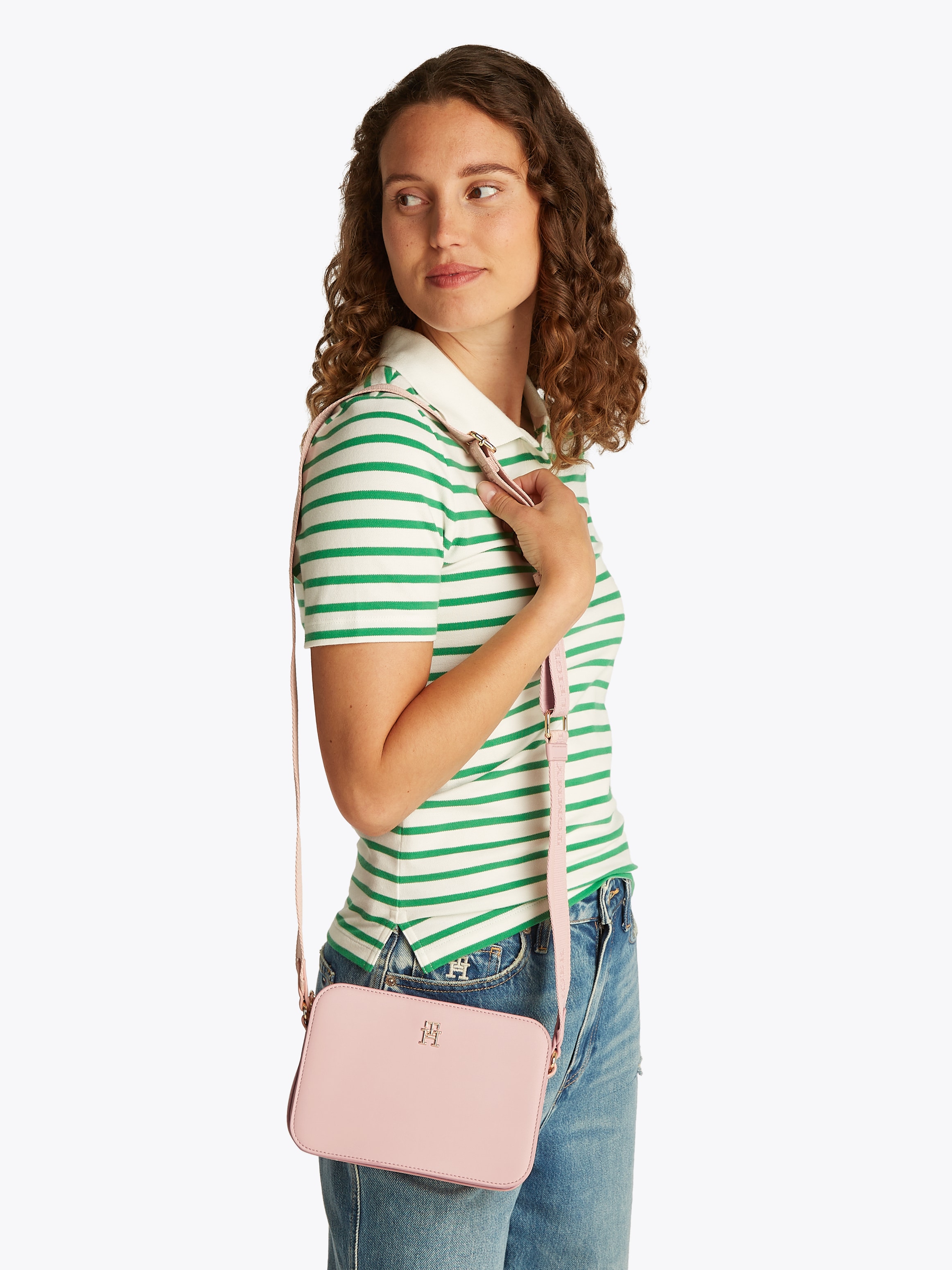 Tommy Hilfiger Kameratasche »TH LOGOTAPE CAMERA BAG«, Damen Umhängetasche, Minibag, Schultertasche mit TH-Logo-Emblem