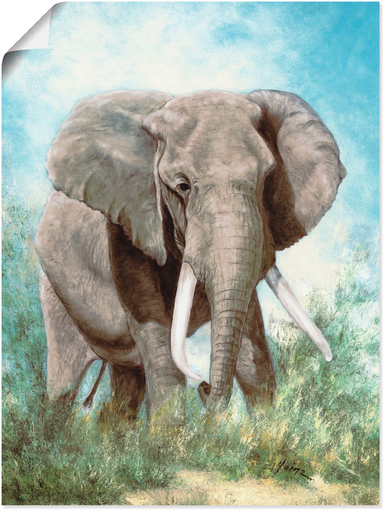 Artland Wandbild »Elefant«, Wildtiere, Alubild, versch. in Wandaufkleber Größen oder bequem bestellen St.), als Leinwandbild, (1 Poster