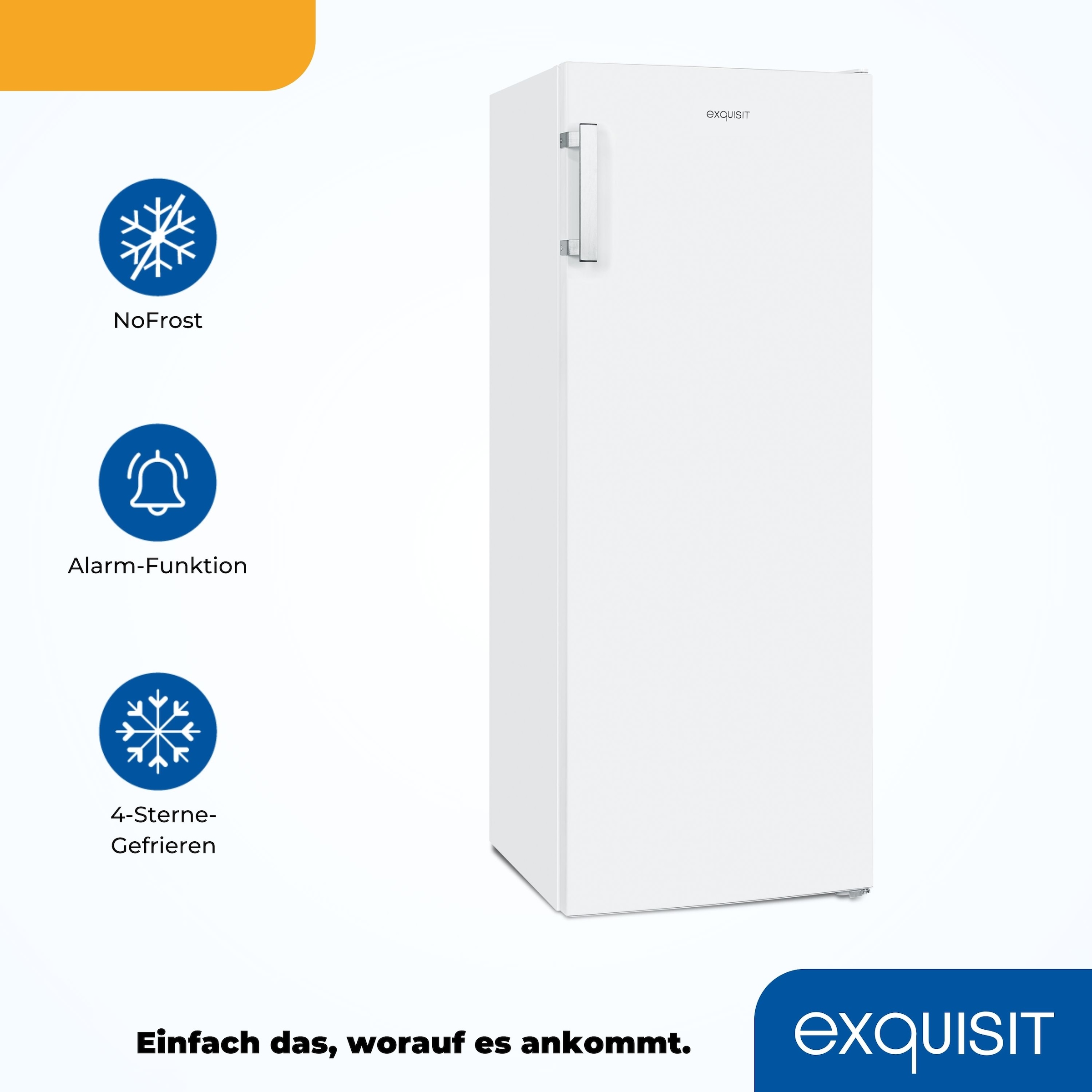 exquisit Gefrierschrank »GS231-NF-H-040D weiss«, 143 cm hoch, 54 cm breit, 161 Liter Nutzinhalt, NoFrost, Schnellgefrieren