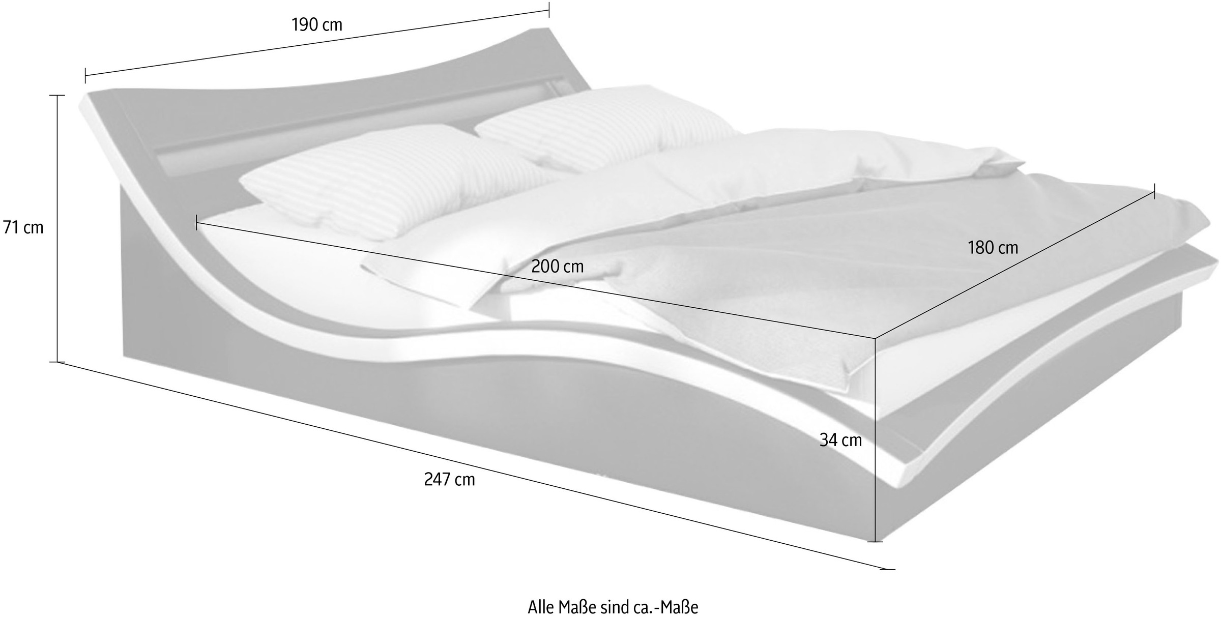 SalesFever Polsterbett, mit LED-Beleuchtung im Kopfteil, Design Bett in moderner Optik