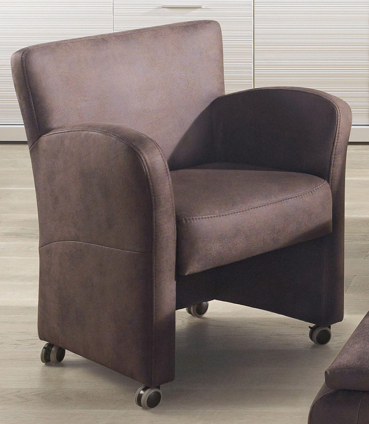 exxpo - sofa fashion Sessel »Cortado, Loungesessel auf Rollen, schmale Armlehnen, bequem« Breite 66 cm