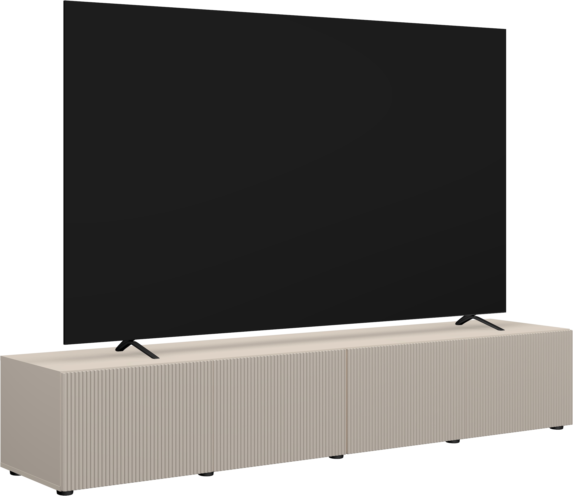 OTTO home Lowboard »Rio, 245 cm breit, 47 cm tief, 4 Türen mit geriffelten MDF Fronten« Modernes Lowboard für bis zu 98-Zoll-TV – perfekt für die WM