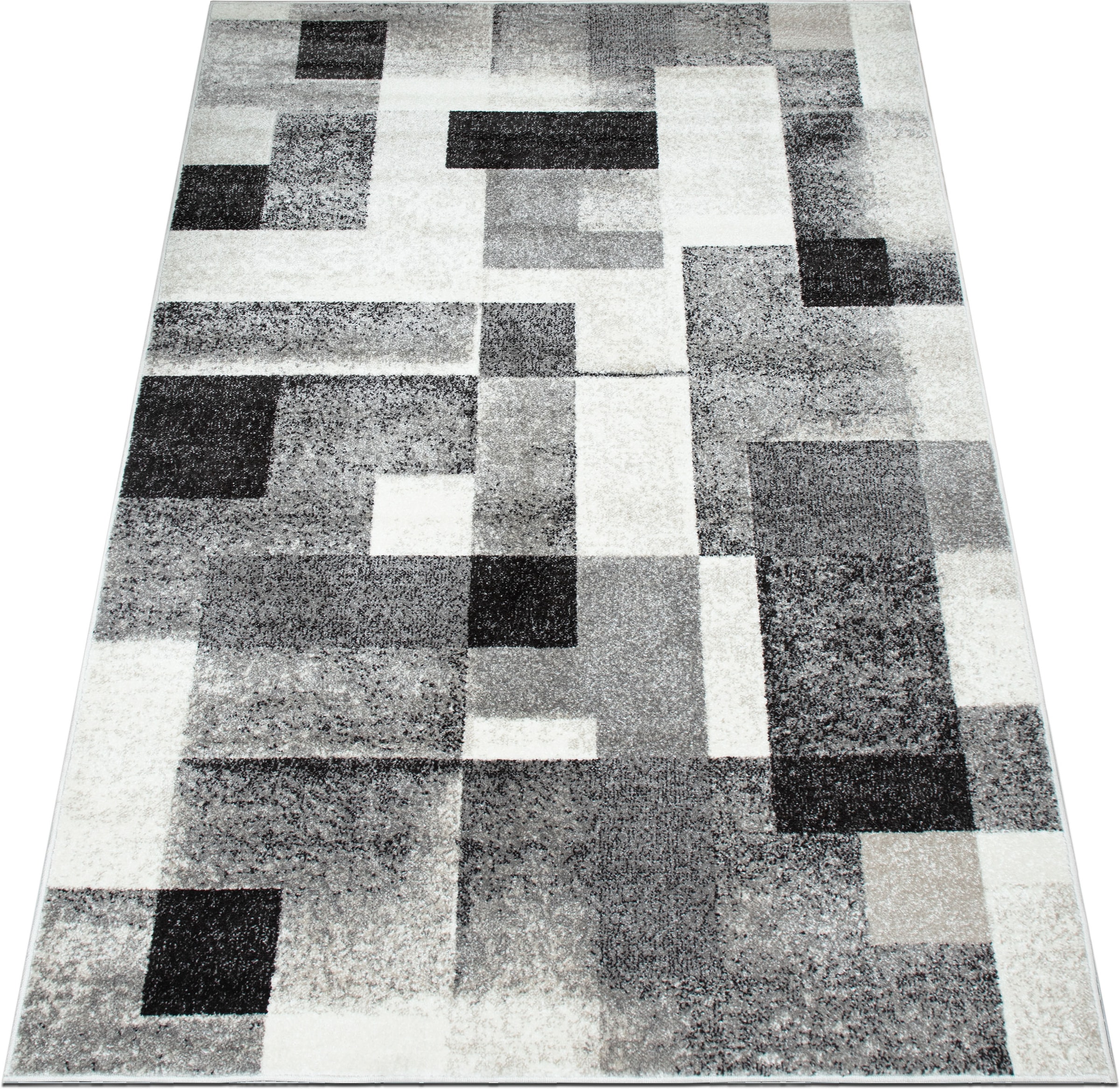 OTTO home Teppich »Corine« rechteckig 9 mm Höhe mit besonders weichem Flor, Kurzflor, modernes Karo-Design,