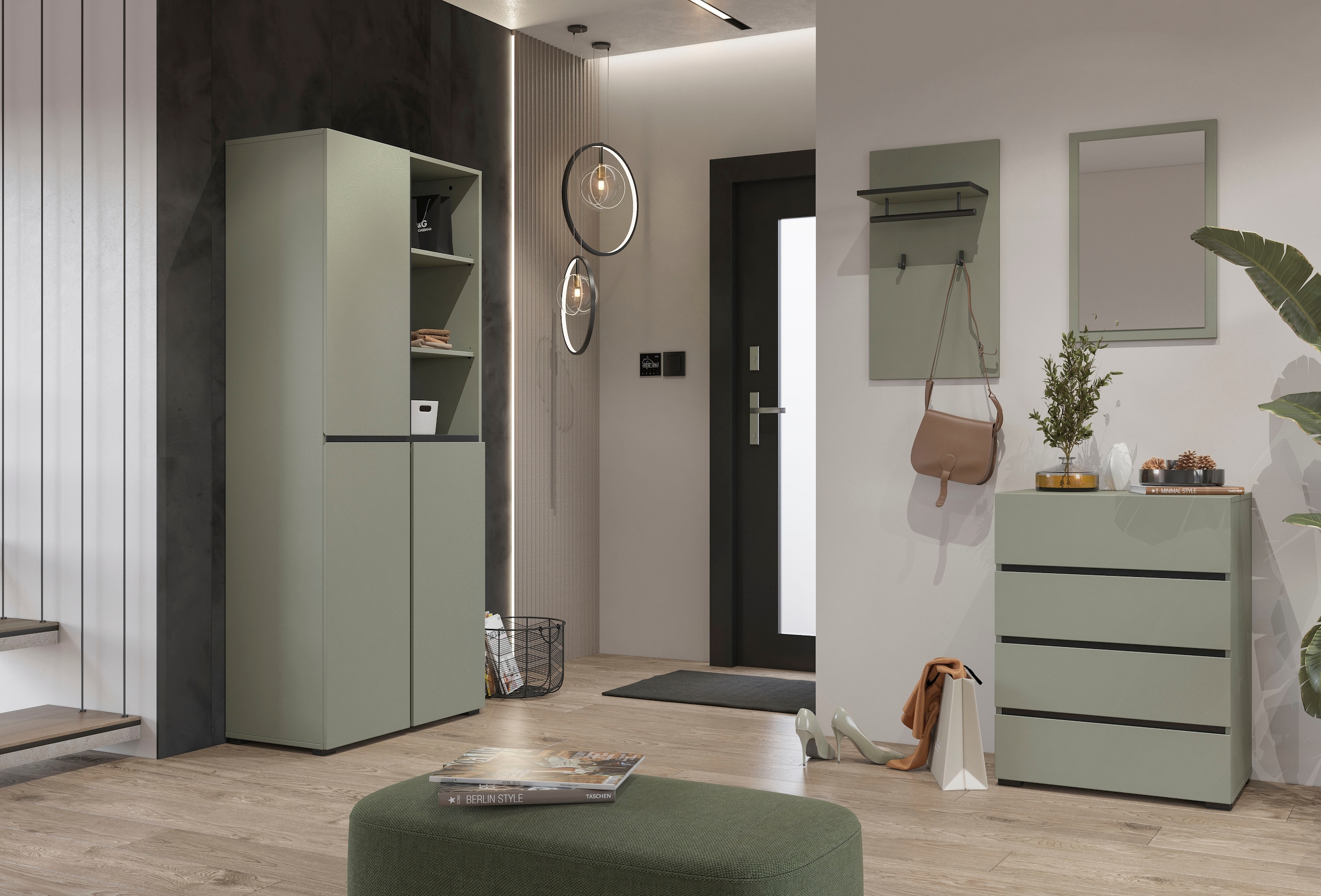 INOSIGN Kommode »Cross,Breite 60 cm, moderne grifflose Sideboard,4 Schubkästen« Schubladenschrank mit viel Stauraum, Flur Highboard