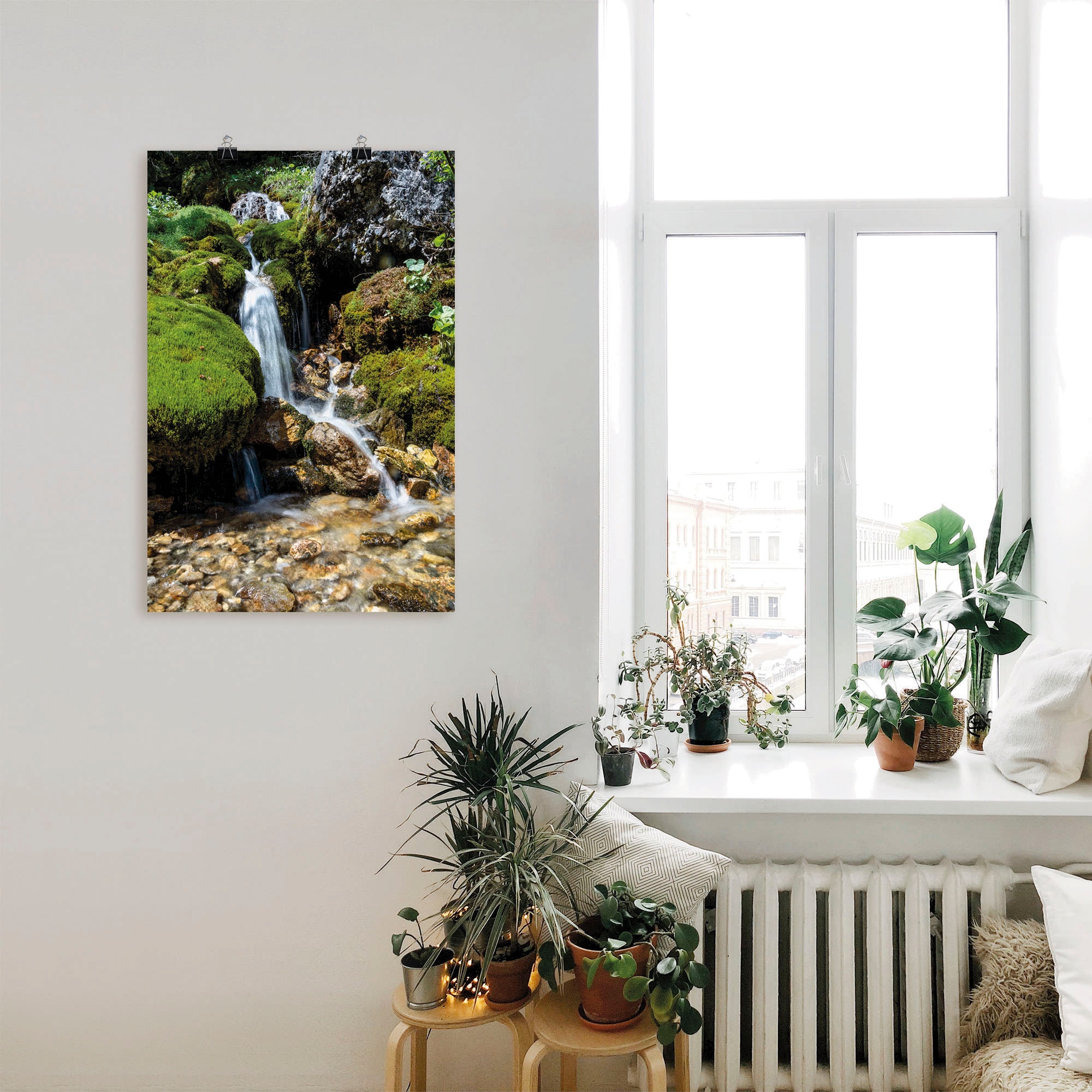 Artland Wandbild »Kleiner Wasserfall in den Bergen«, Gewässer, (1 St.), als Leinwandbild, Poster, Wandaufkleber in verschied. Größen
