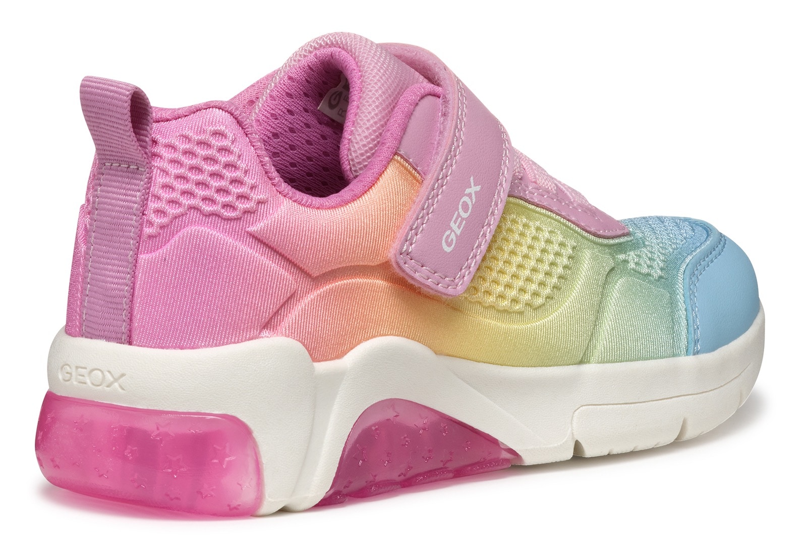 Geox Sneaker »J FADINLIGHT GIRL Blinkschuh«, Regenbogen Schuh, Pride Sneaker, Bunter Klettschuh mit Gummzug