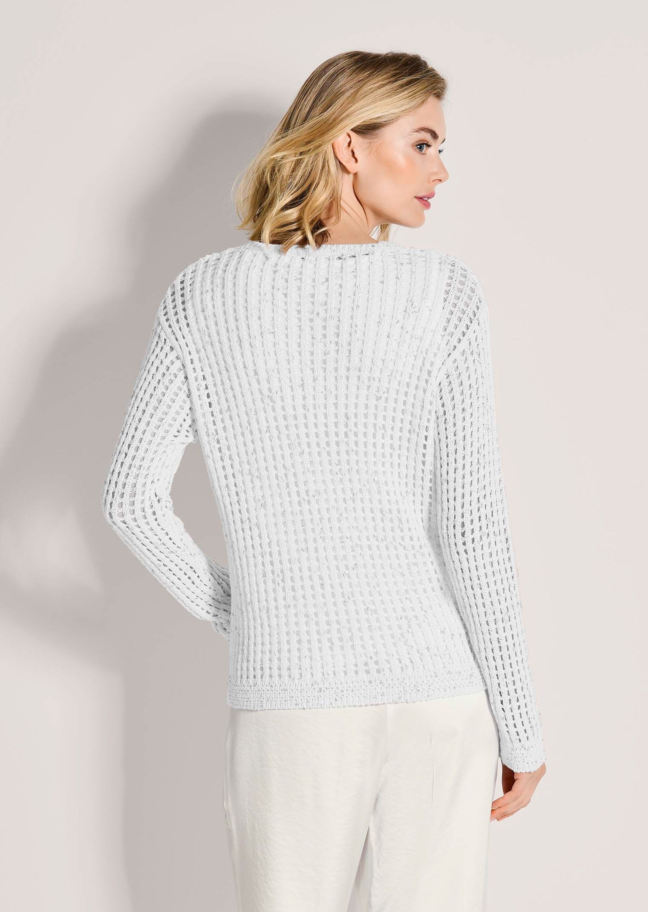 MADELEINE Longpullover »Strickpullover Ajourpullover mit Glanzeffekt«