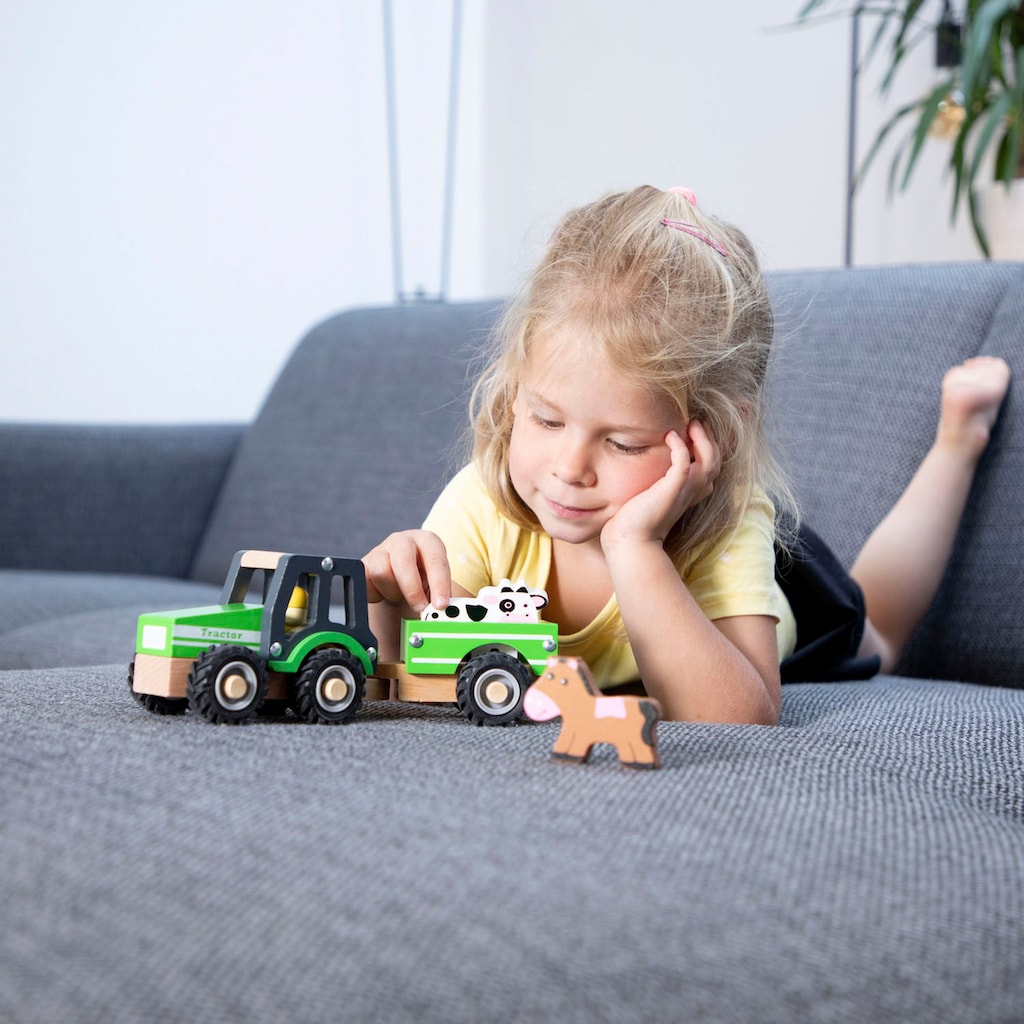 New Classic Toys® Spielzeug-Traktor »Holzspielzeug, Little Driver - Holztraktor«, (Set)