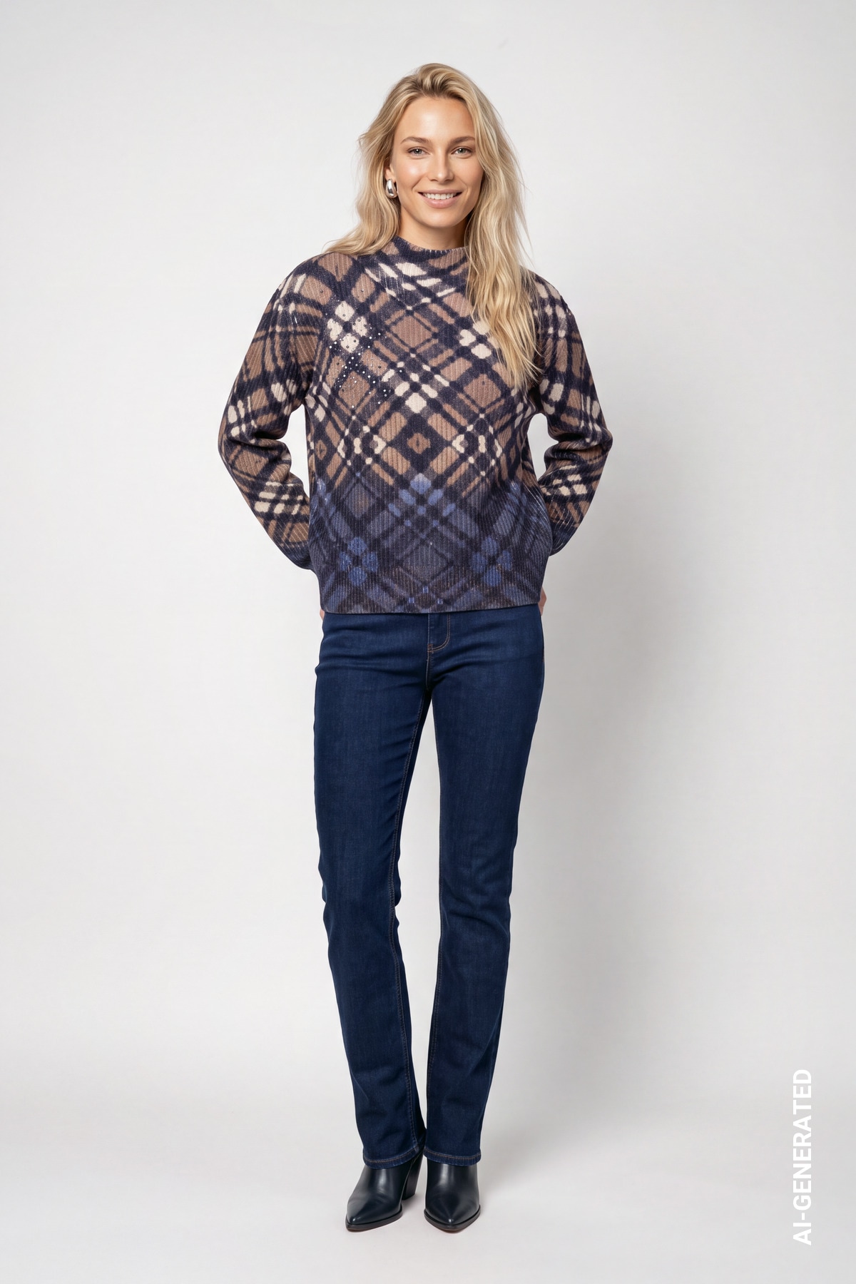 Monari Strickpullover Regular fit mit Karomuster
