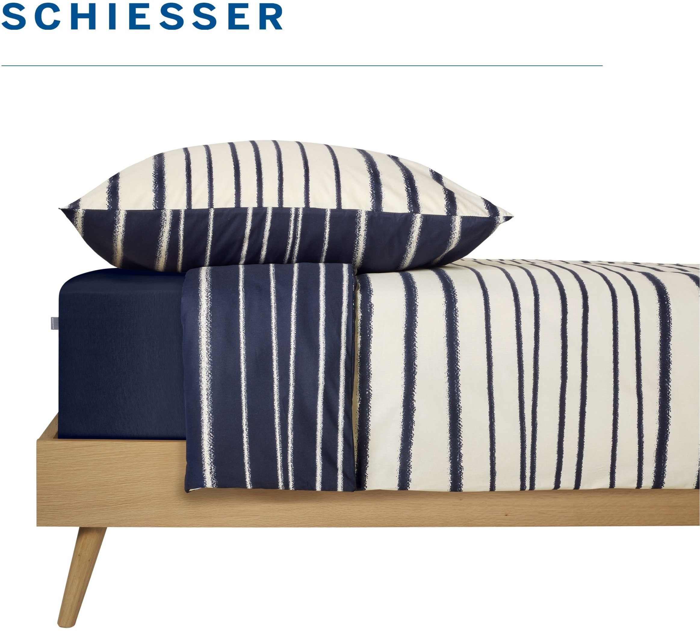 Schiesser Wendebettwäsche »Wesley aus weicher Baumwolle im Streifen-Look« 2 Stk. OEKO-TEX® MADE IN GREEN