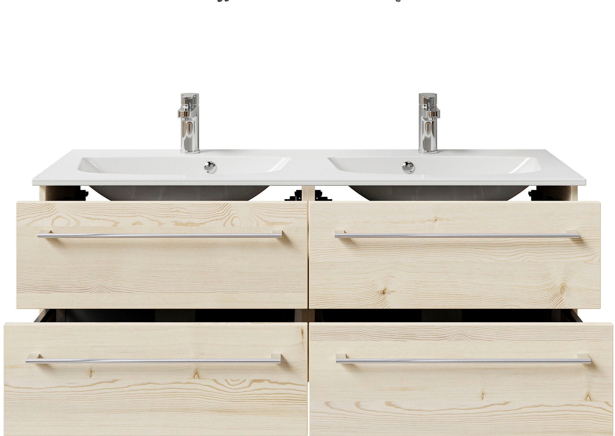 Saphir Badmöbel-Set »Serie 6025 2-teilig Mineralmarmor-Waschtisch mit LED-Spiegelschrank« 2 Stk. tlg.