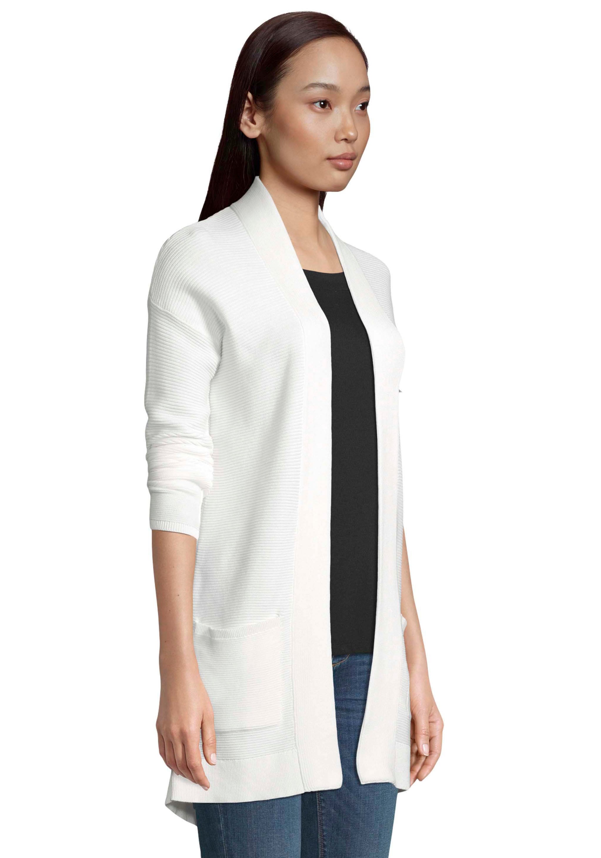 TOM TAILOR Longstrickjacke, aus Rippstrick mit aufgesetzten Taschen