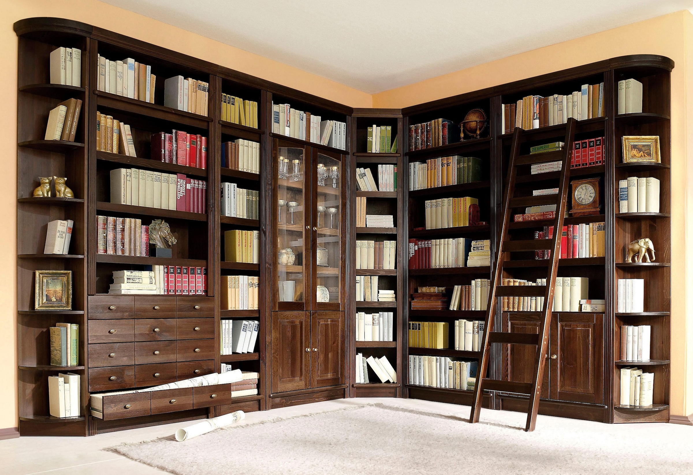 Home affaire Bücherregal »Soeren«, massiver Kiefer, in 2 Höhen, Tiefe 29 cm, Türen mit Klarglas Einsatz
