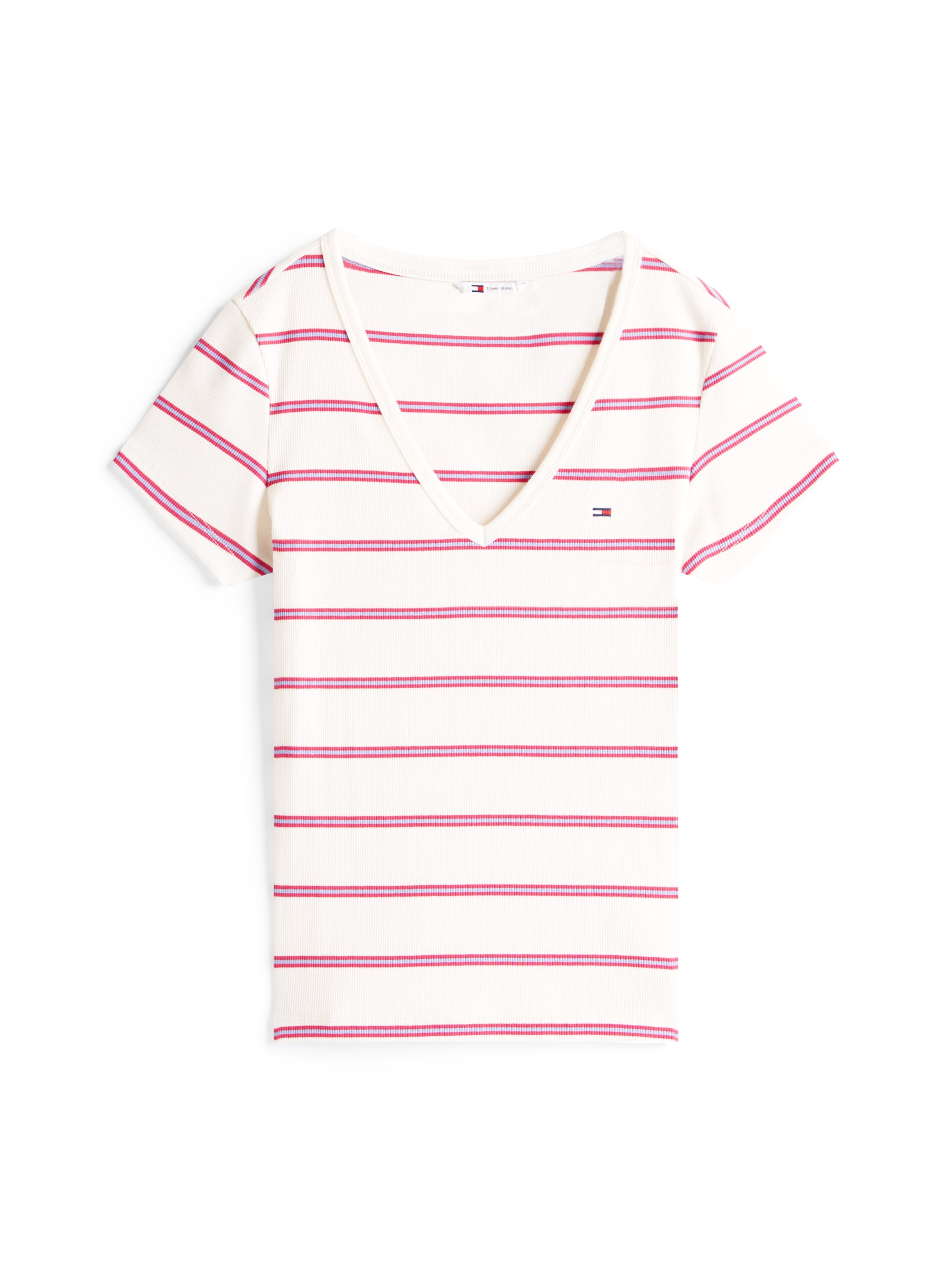 Tommy Jeans T-Shirt »TJW SLIM ESSENTIAL RIB V SS«, mit Logostickerei