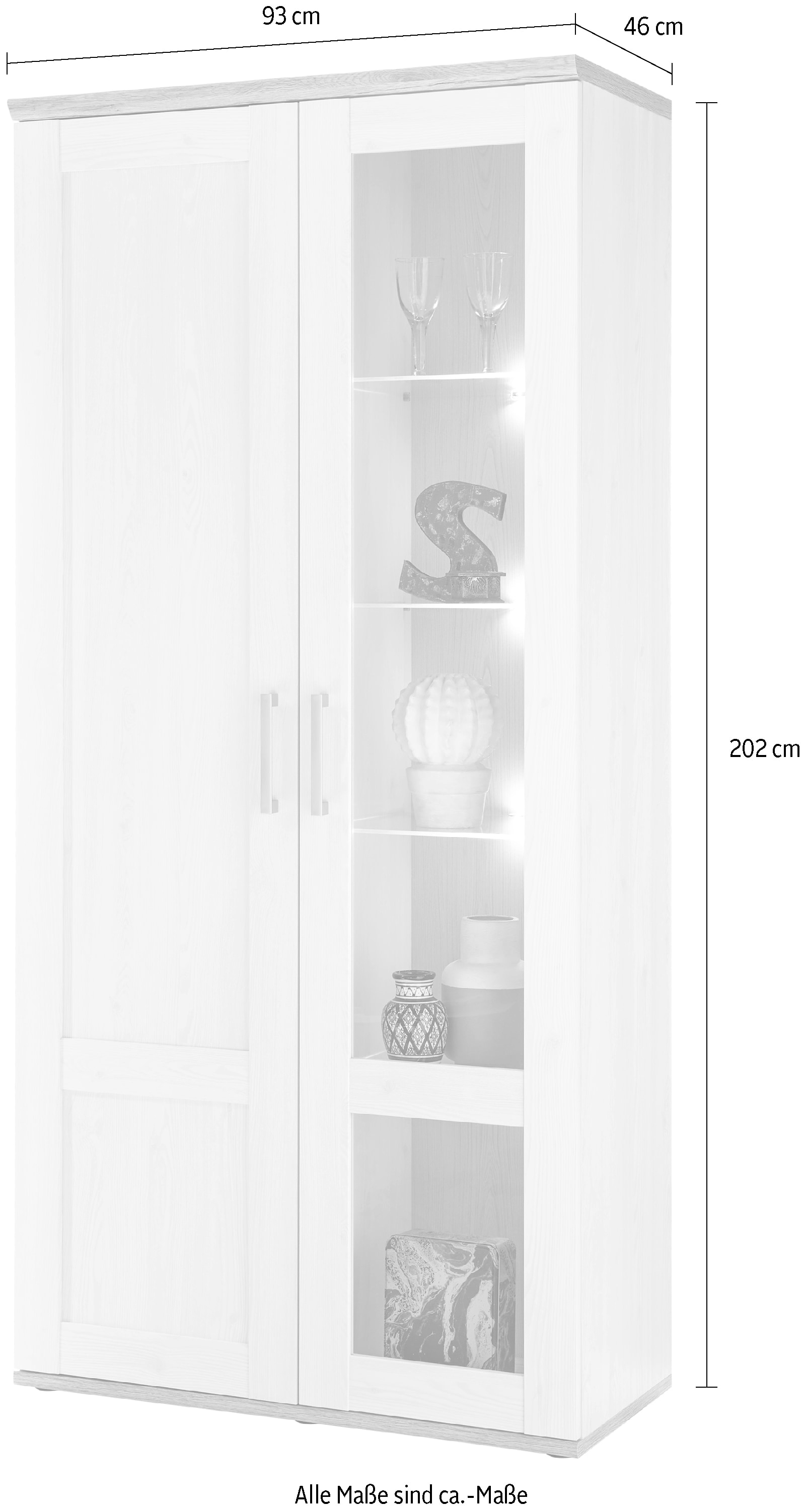 HBZ Vitrine »Romance«, (1 St.), mit LED-Beleuchtung, Vitrinenschrank im Landhausstil