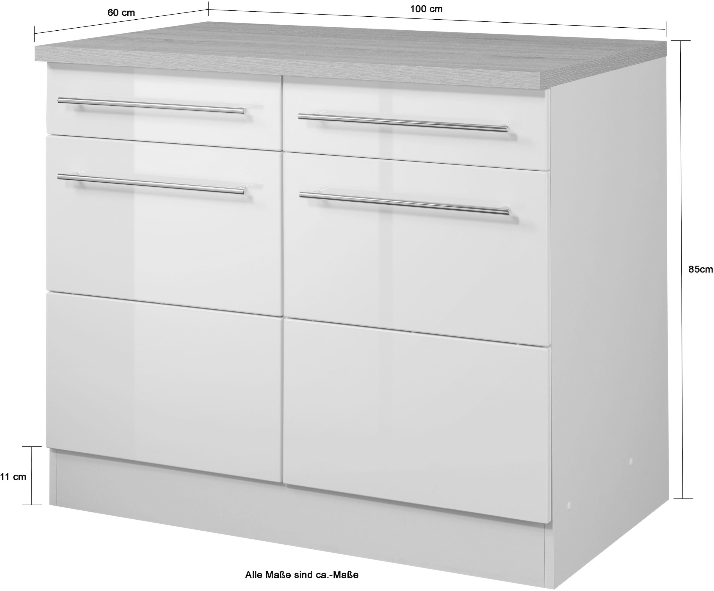 HELD MÖBEL Unterschrank »Wien«, Breite 100 cm, 2 Türen, 2 Schubkästen, für viel Stauraum