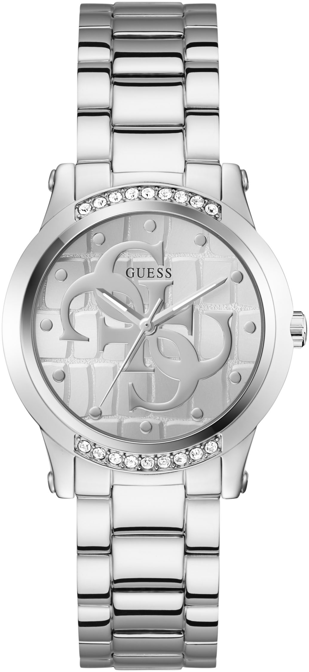 Guess Quarzuhr »ANNETTE« Armbanduhr, Damenuhr, Edelstahlarmband, analog